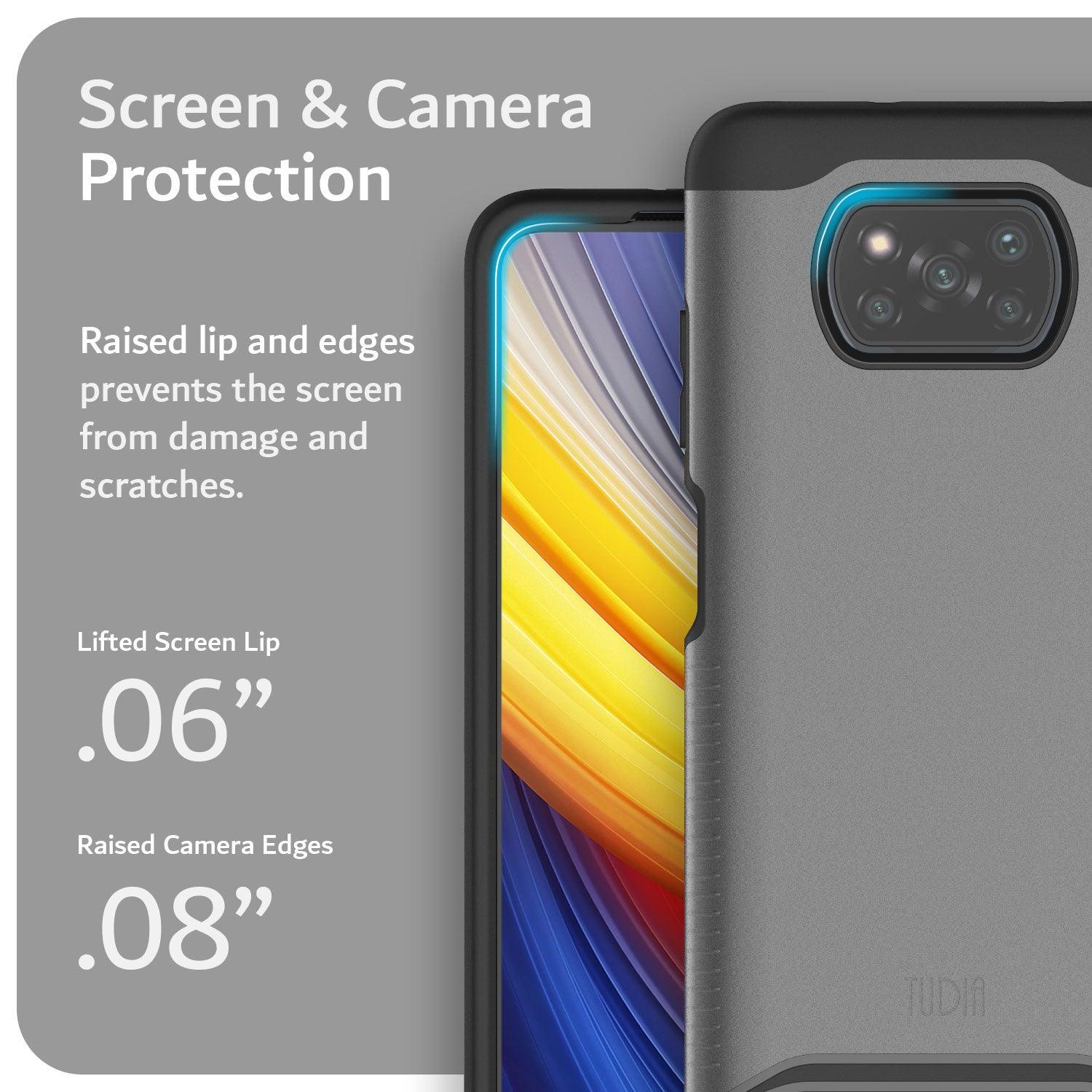 TUDIA MERGE Heavy Duty Dual Layer Case for Xiaomi Poco X3 Pro / Poco X3 NFC – Shockproof Matte Black Cover with Screen and Camera Protection