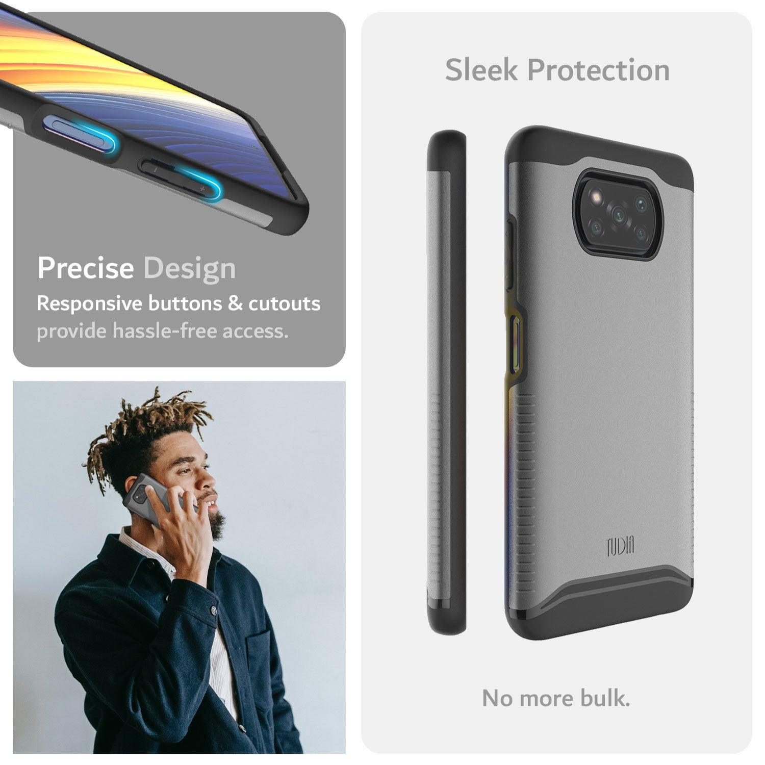 TUDIA Xiaomi Poco X3 Pro / Poco X3 NFC Case Matte Black – MERGE Heavy Duty Dual Layer Protective Cover with Precise Design and Responsive Buttons