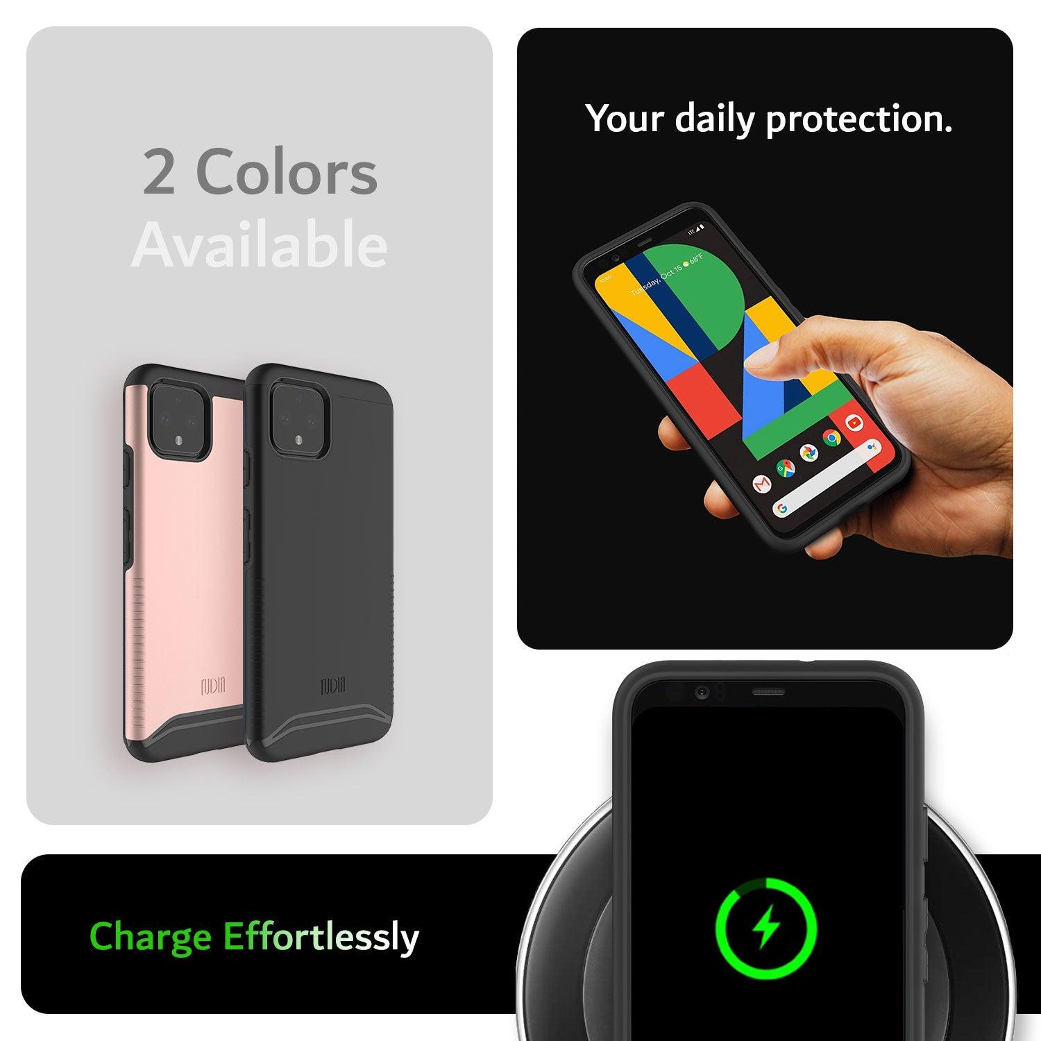 TUDIA Merge Heavy Duty Dual Layer Protective Case for Google Pixel 4 – Shockproof Rugged Phone Cover