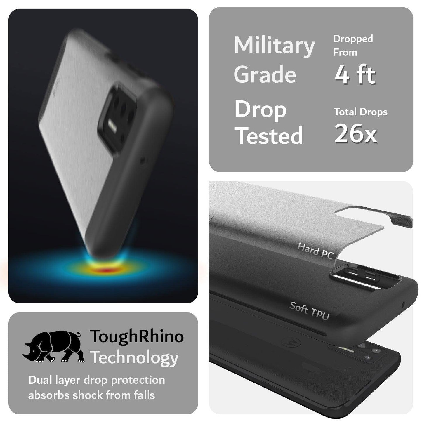 TUDIA Merge Heavy Duty Dual Layer Shockproof Case for Moto G Stylus (2021) 4G – Rugged Military Grade Drop Protection in Black