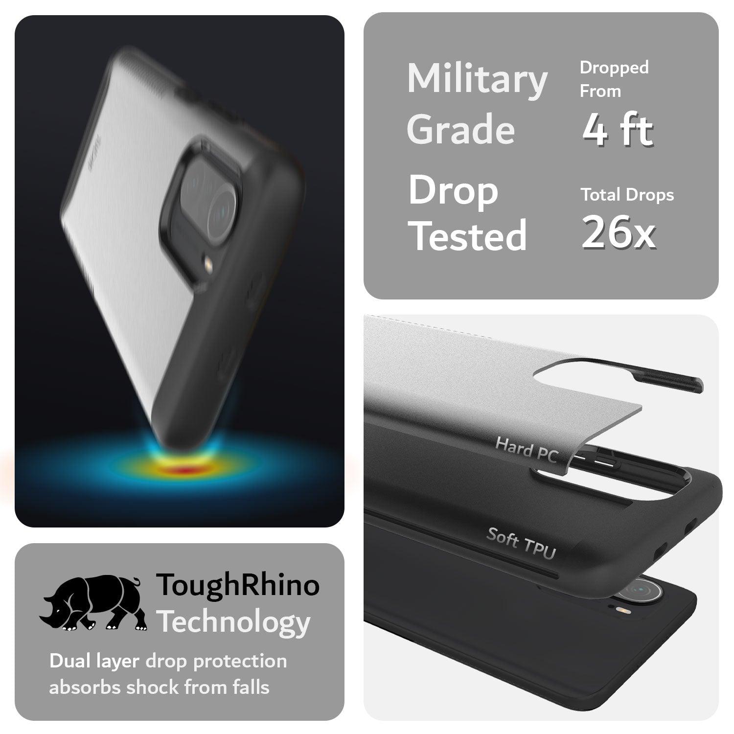 TUDIA Merge Black Case for Xiaomi Poco F3 – Military Grade Dual Layer Shockproof Protective Cover