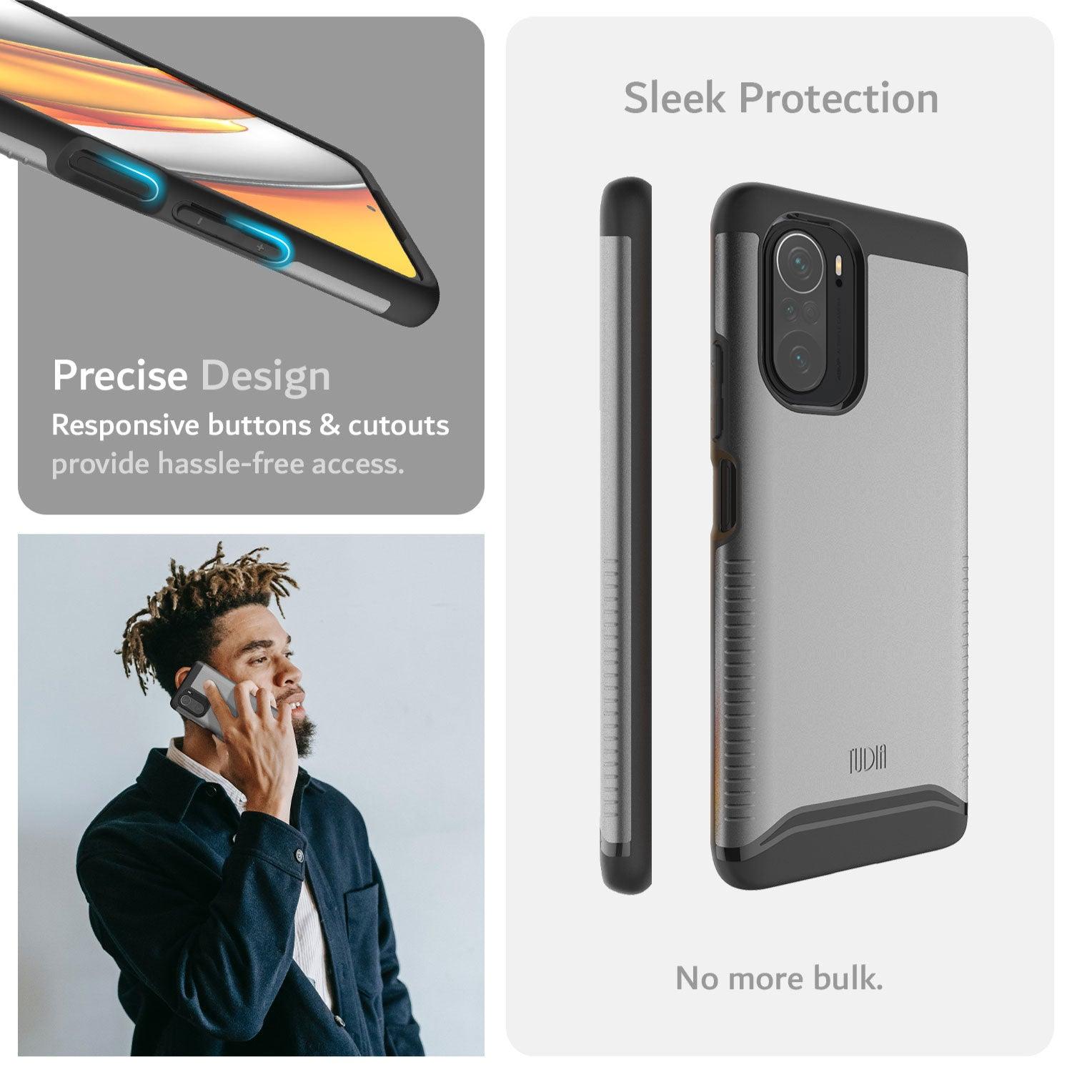 TUDIA Merge Dual Layer Black Case for Xiaomi Poco F3 with Heavy Duty Protection, Precise Design, and Responsive Button Cutouts