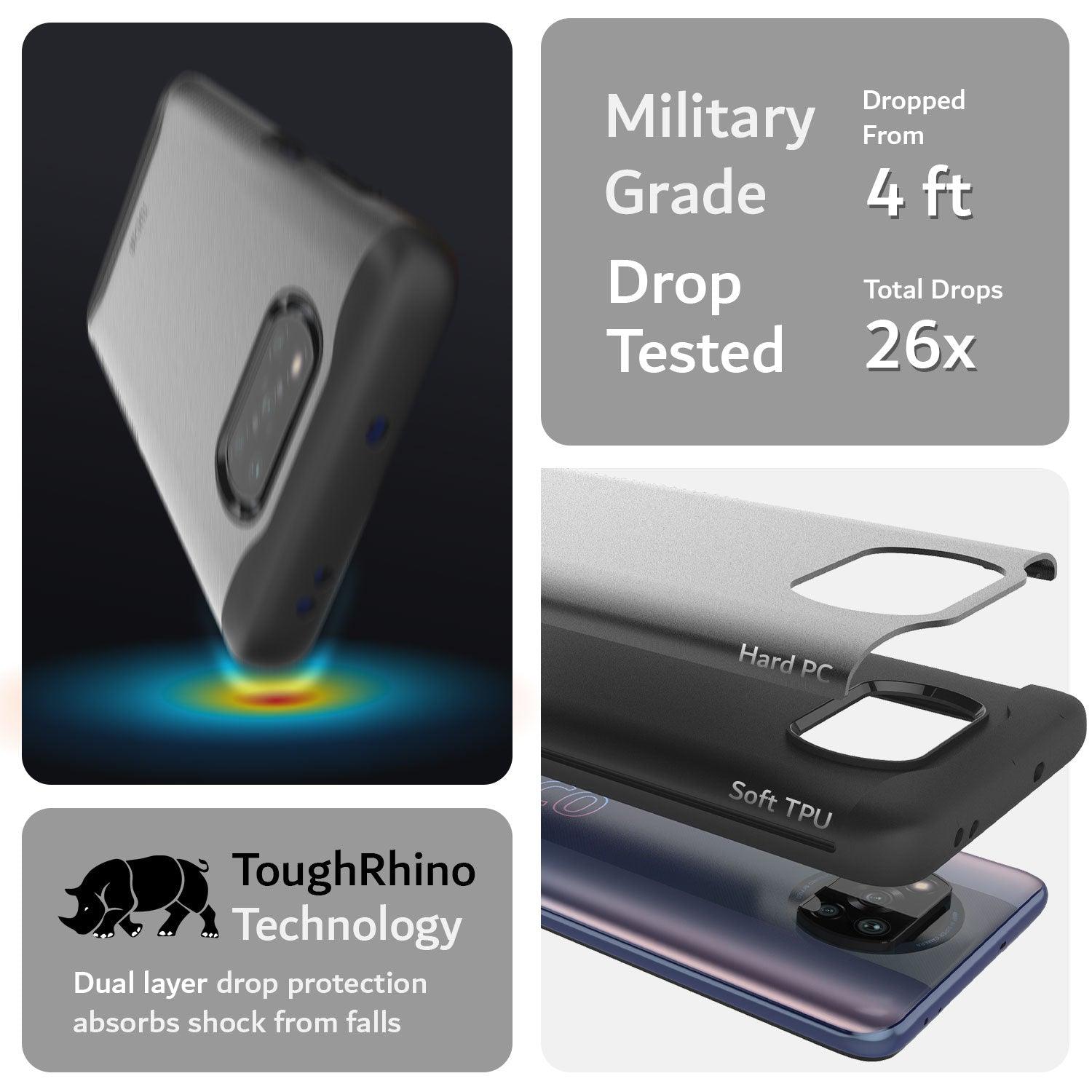 TUDIA Merge Case for Xiaomi Poco X3 Pro / Poco X3 NFC in Black – Heavy Duty Dual Layer Military Grade Drop Protection Phone Cover