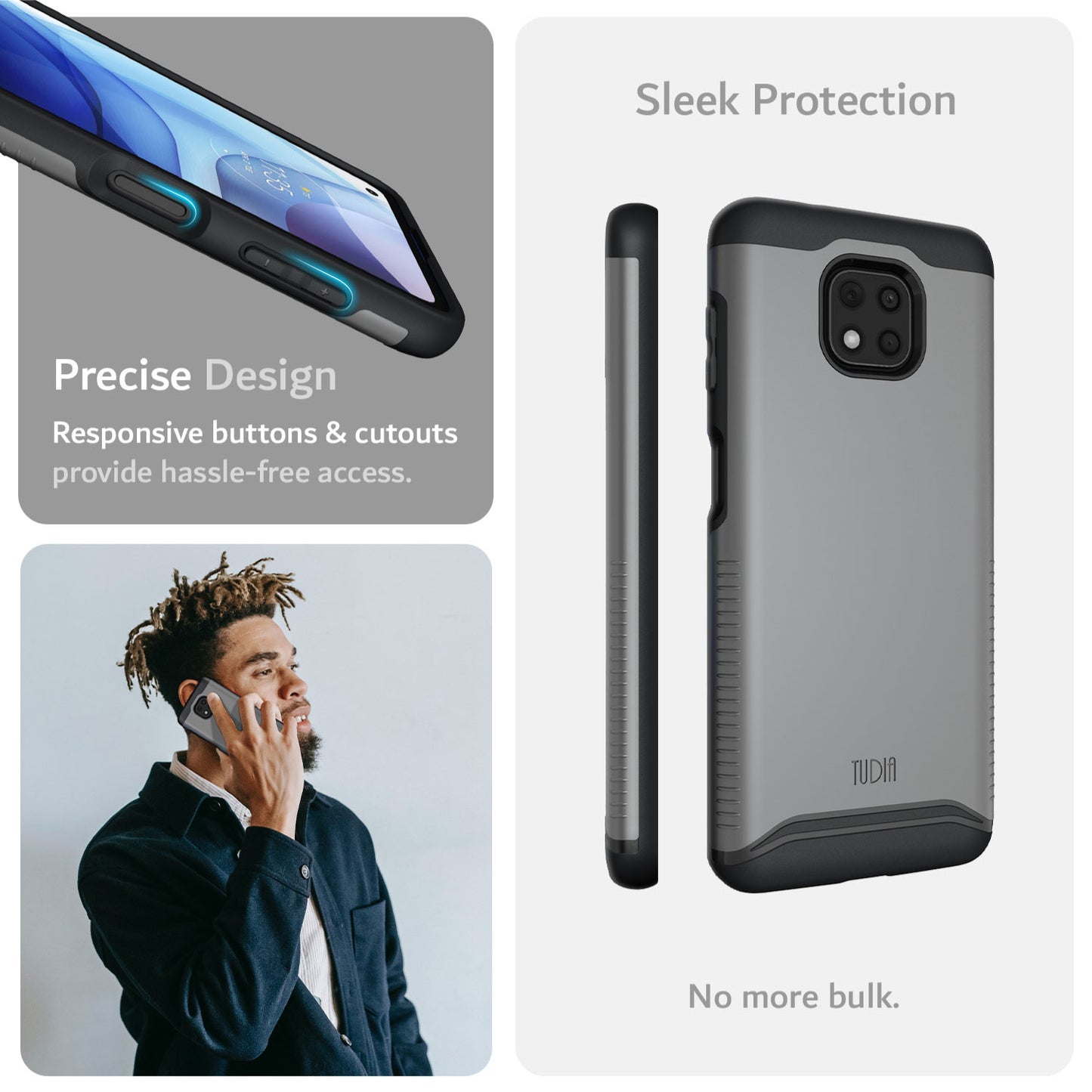 TUDIA MERGE Black Heavy Duty Dual Layer Shockproof Case for Moto G Power (2021) with Precise Cutouts and Responsive Buttons