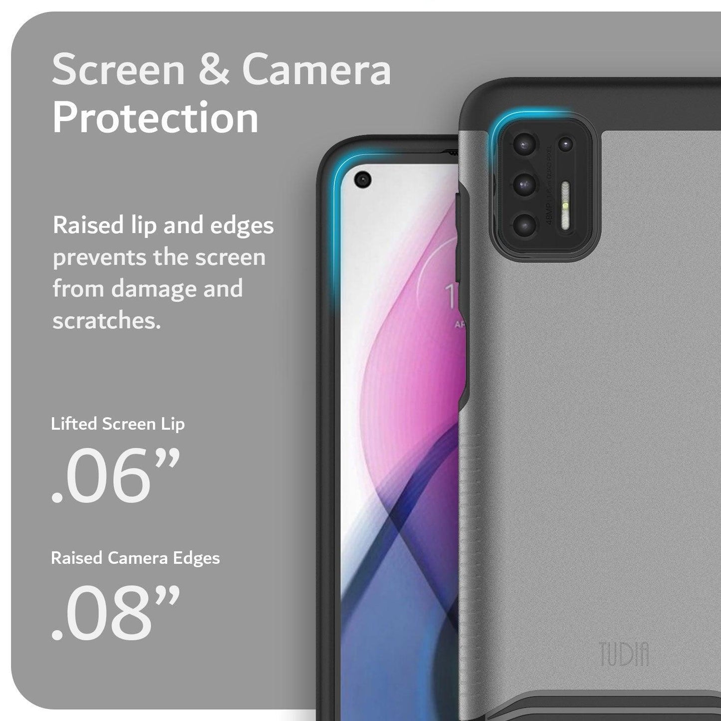 TUDIA MERGE Case for Moto G Stylus (2021) – Black Dual Layer Rugged Shockproof Cover with Screen and Camera Protection