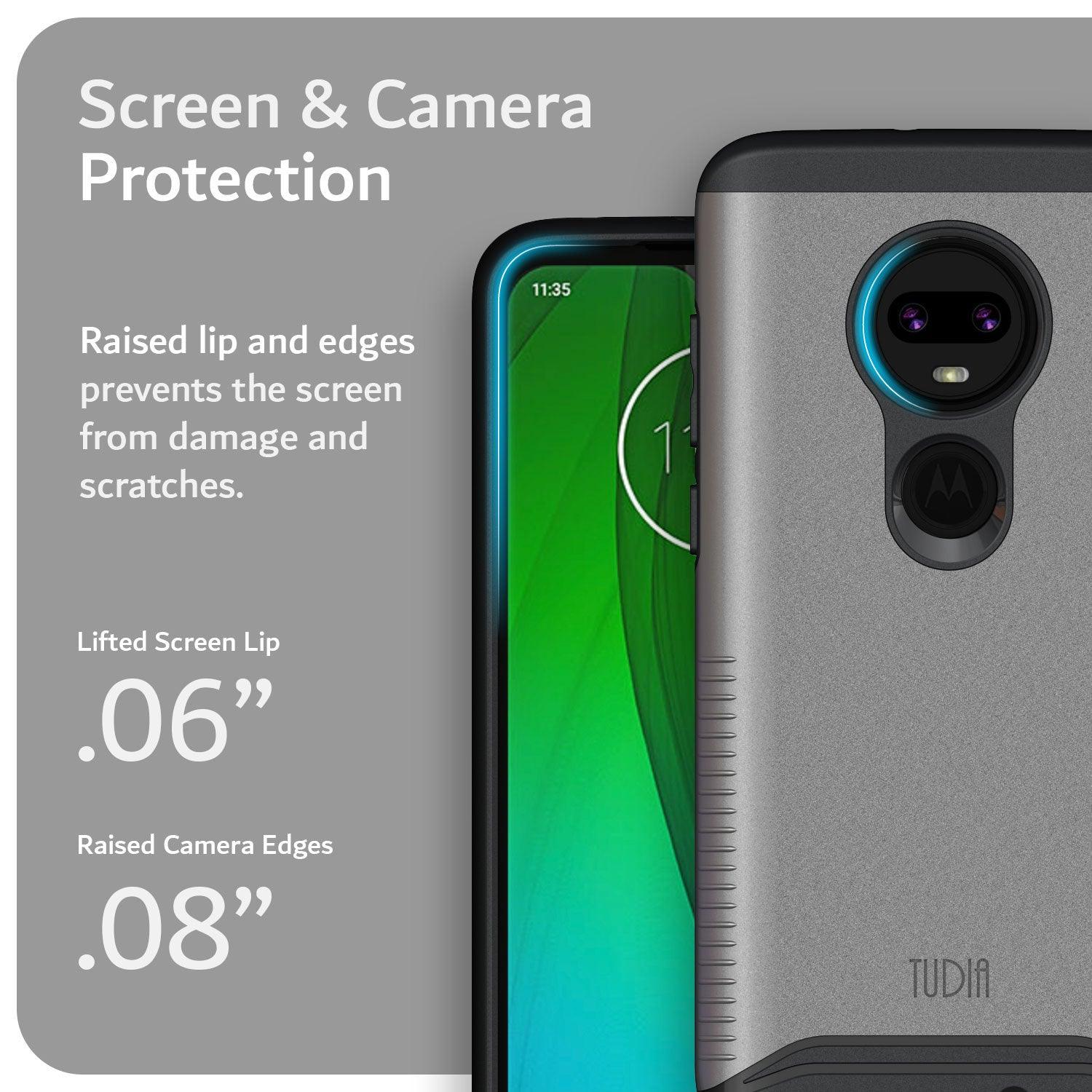 TUDIA Dual Layer Heavy Duty Case for Motorola Moto G7 / G7 Plus with Screen and Camera Protection – Rugged Shockproof Cover