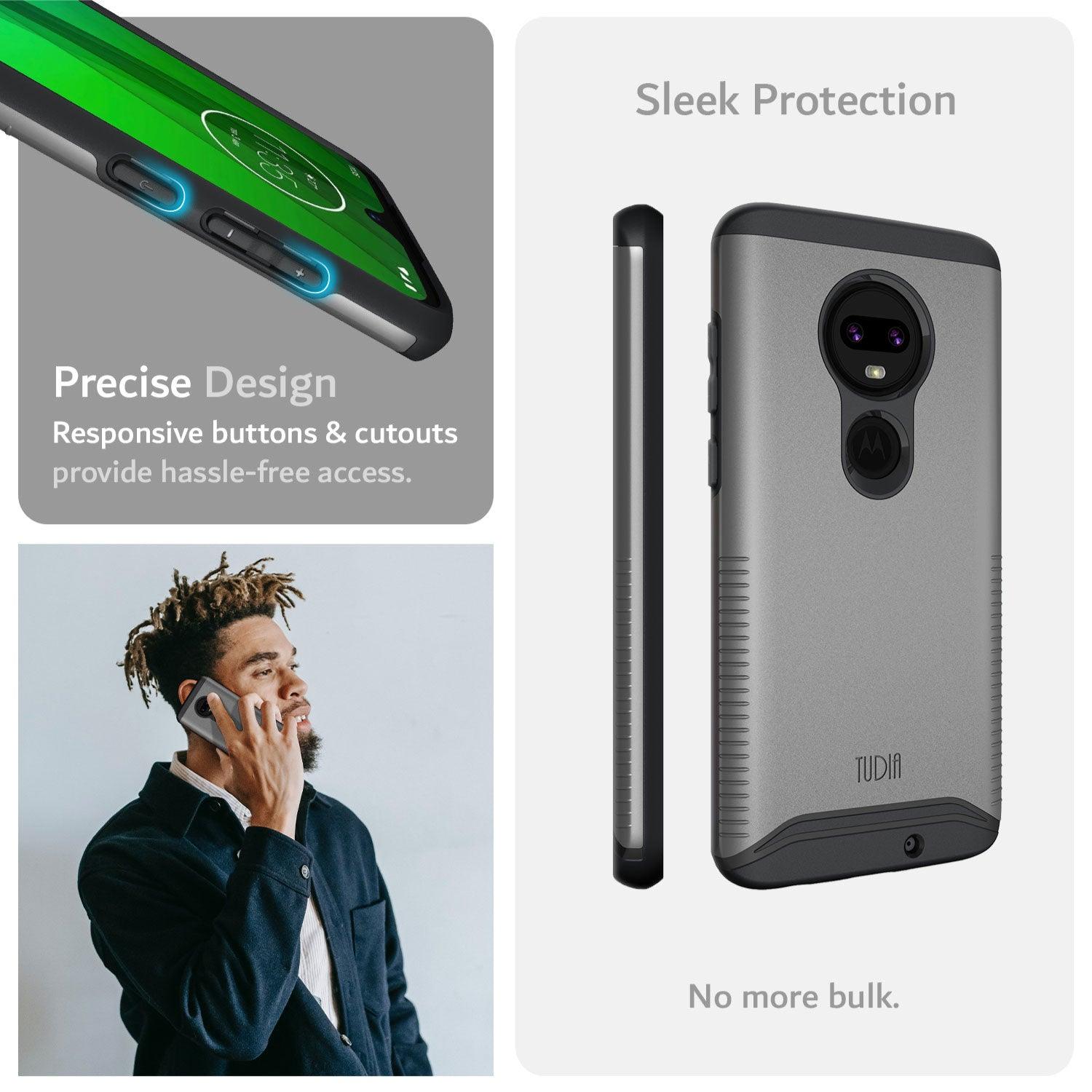 TUDIA Merge Case for Motorola Moto G7 / G7 Plus – Rugged Dual Layer Protection with Precise Cutouts and Responsive Button Design