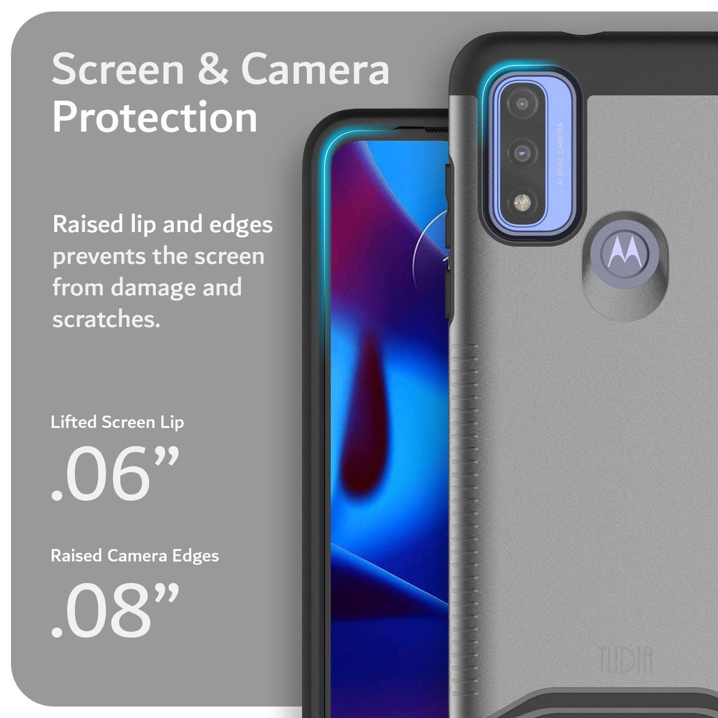 TUDIA Merge Case for Motorola Moto G Pure 2021 in Black – Heavy Duty Dual Layer Protection with Screen and Camera Guard