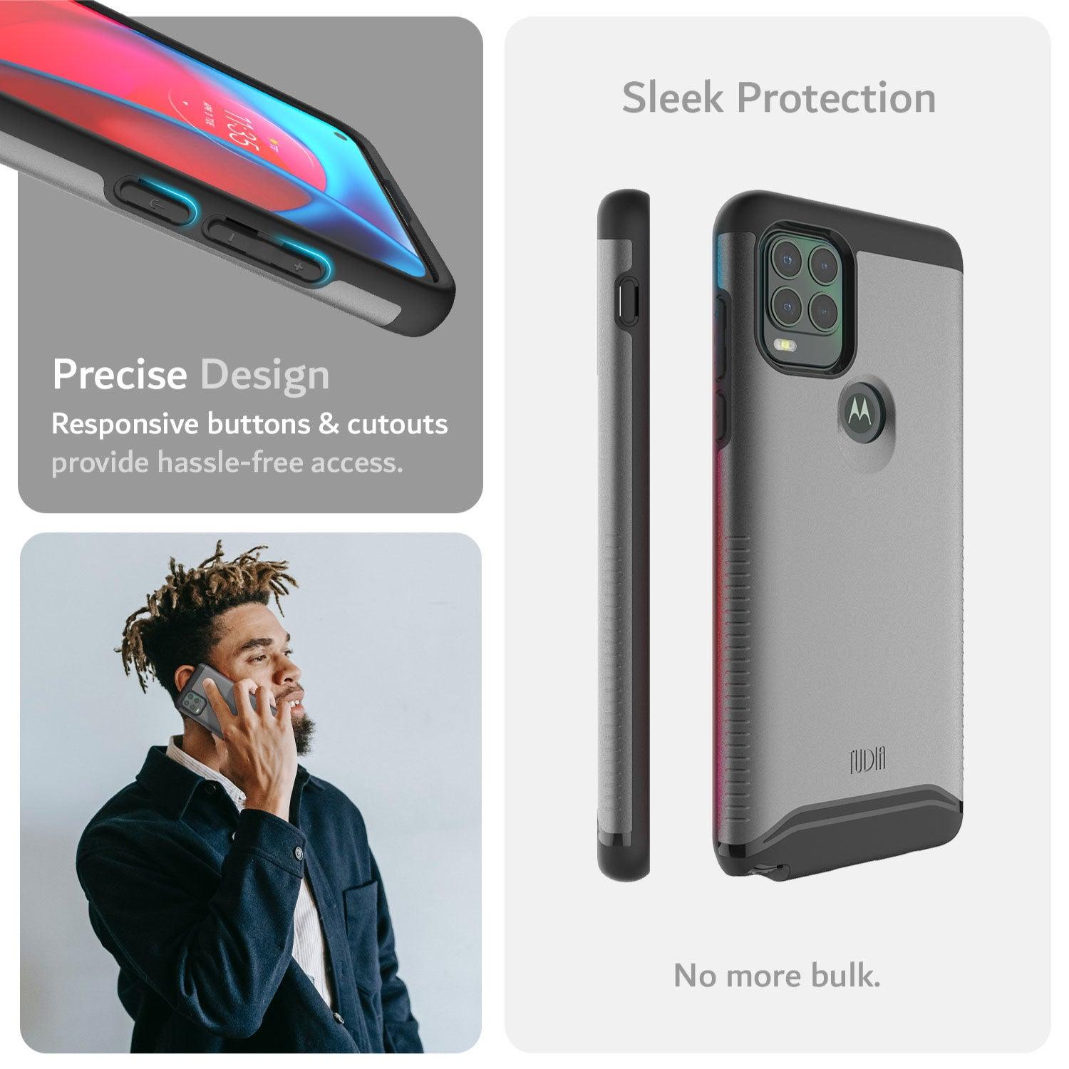 TUDIA Motorola Moto G Stylus 5G 2021 heavy duty MERGE case in black with dual-layer shockproof protection and responsive cutouts