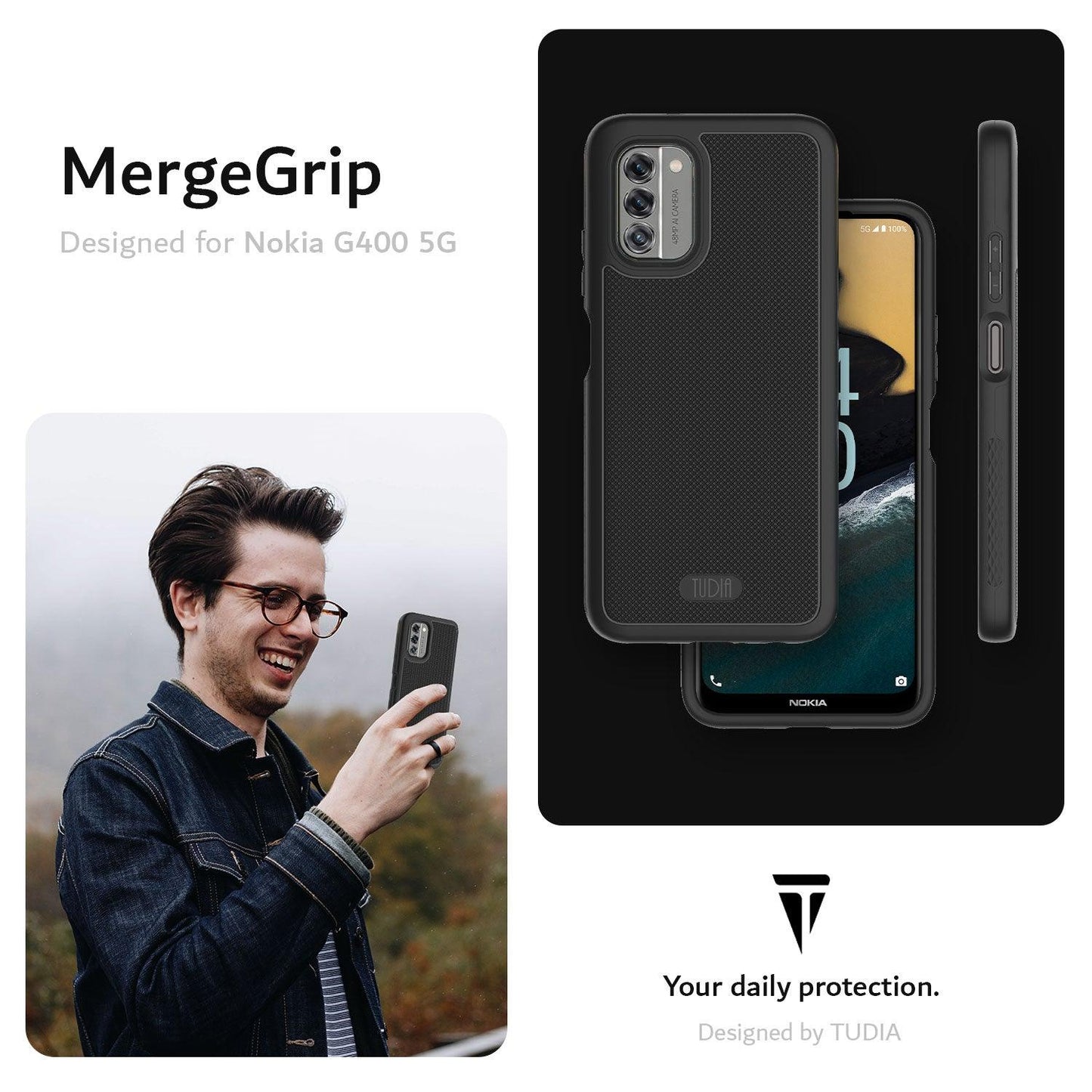 TUDIA MergeGrip Heavy Duty Case for Nokia G400 5G – Rugged DualShield Shockproof Cover