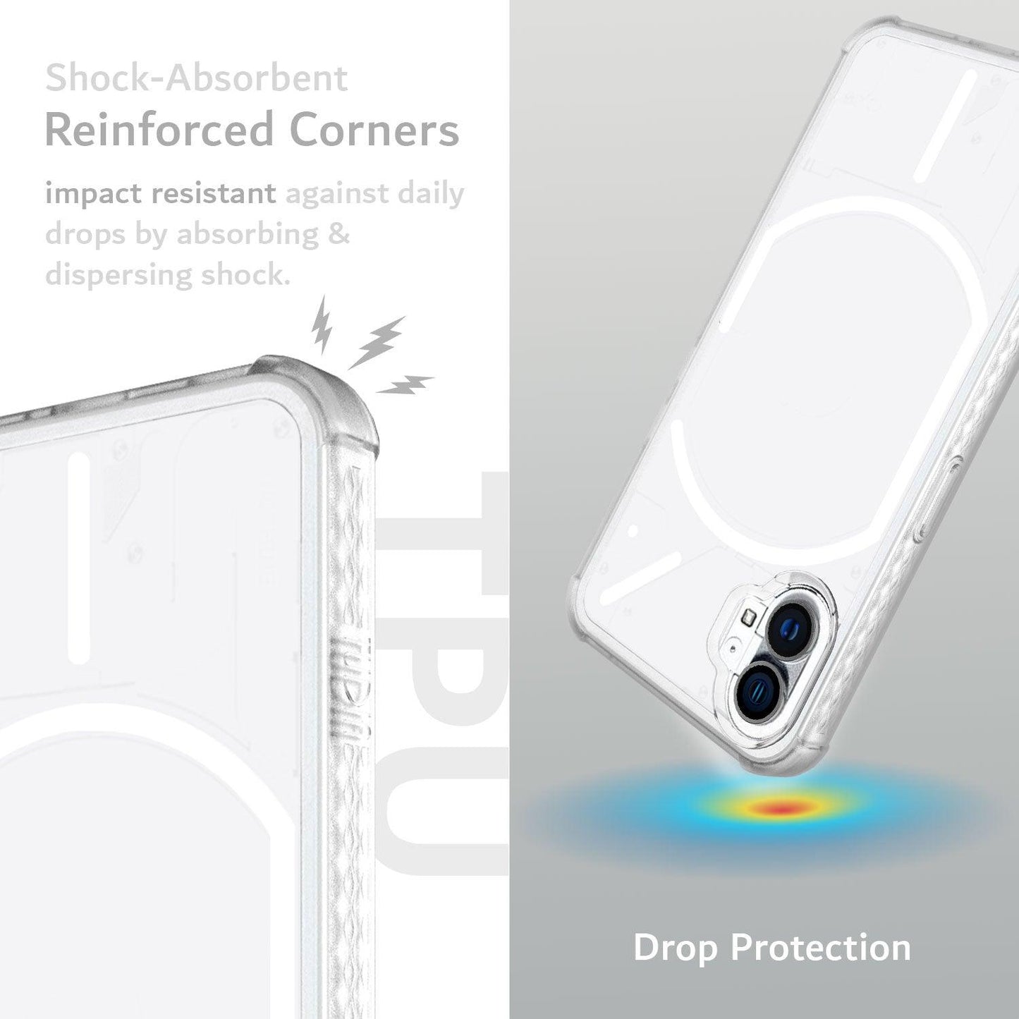 TUDIA SKN Series Translucent Frosted Thin TPU Case for Nothing Phone (1) in Clear Black with Reinforced Corners