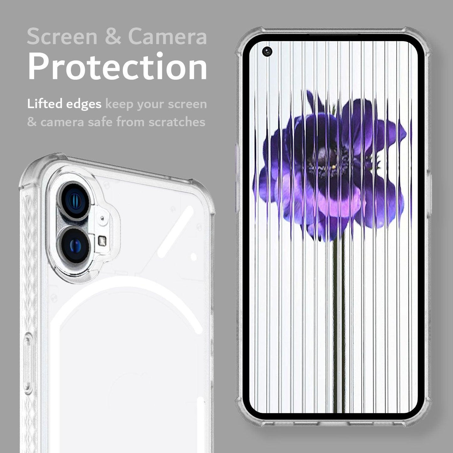 TUDIA SKN Series Clear Case for Nothing Phone (1) – Frosted Translucent Thin TPU with Screen and Camera Protection
