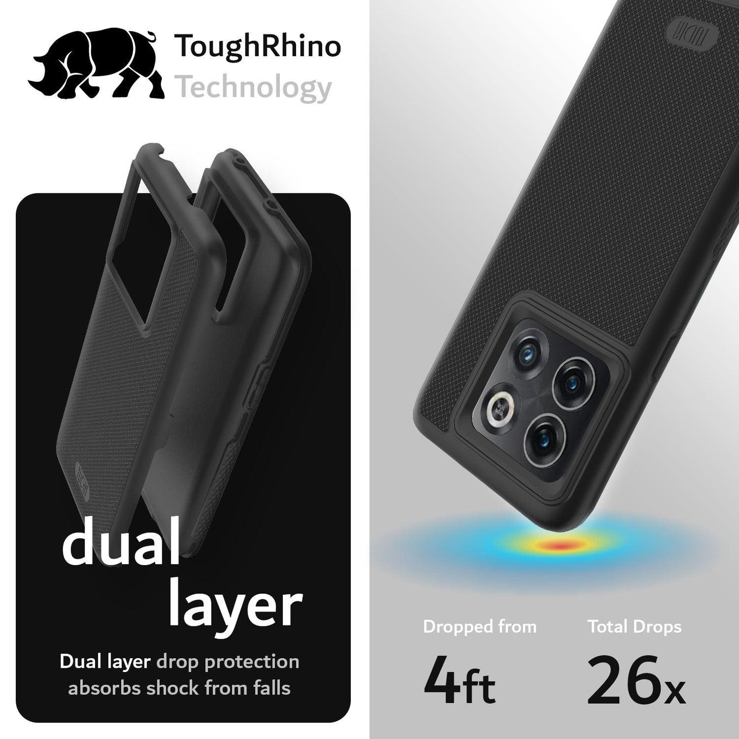 TUDIA DualShield MergeGrip Series Case for OnePlus 10T 5G in Black – Heavy Duty Dual Layer Protection
