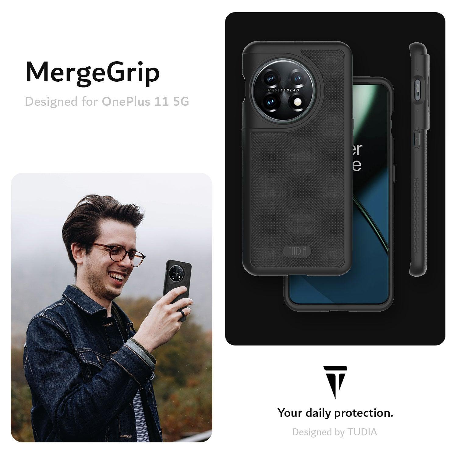 TUDIA MergeGrip DualShield Case for OnePlus 11 – Rugged Heavy Duty Protective Phone Cover