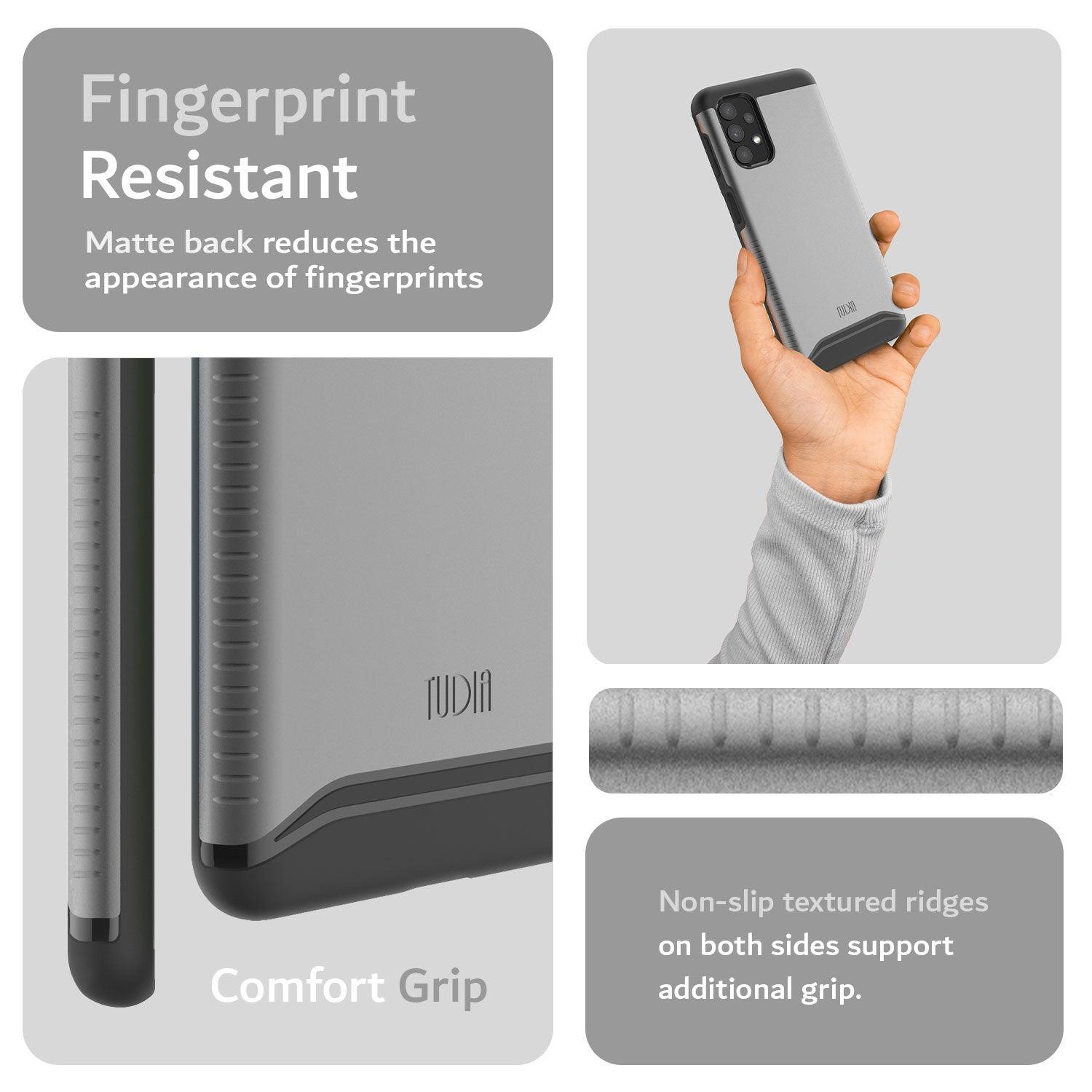 TUDIA Dual Layer Heavy Duty Case for Samsung Galaxy A32 5G – Black MERGE Series Shockproof Fingerprint Resistant Protective Cover