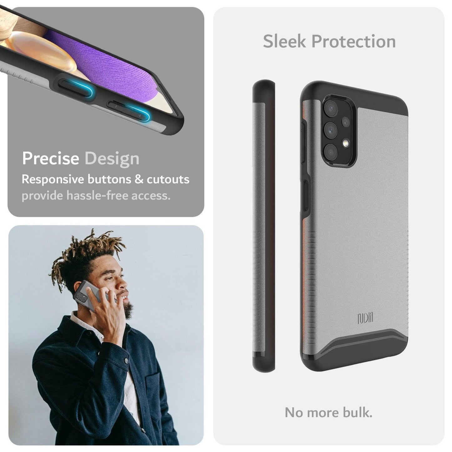 TUDIA Samsung Galaxy A32 5G Case Black – MERGE Series Heavy Duty Dual Layer Shockproof Slim Protective Cover with Responsive Buttons and Precise Cutouts