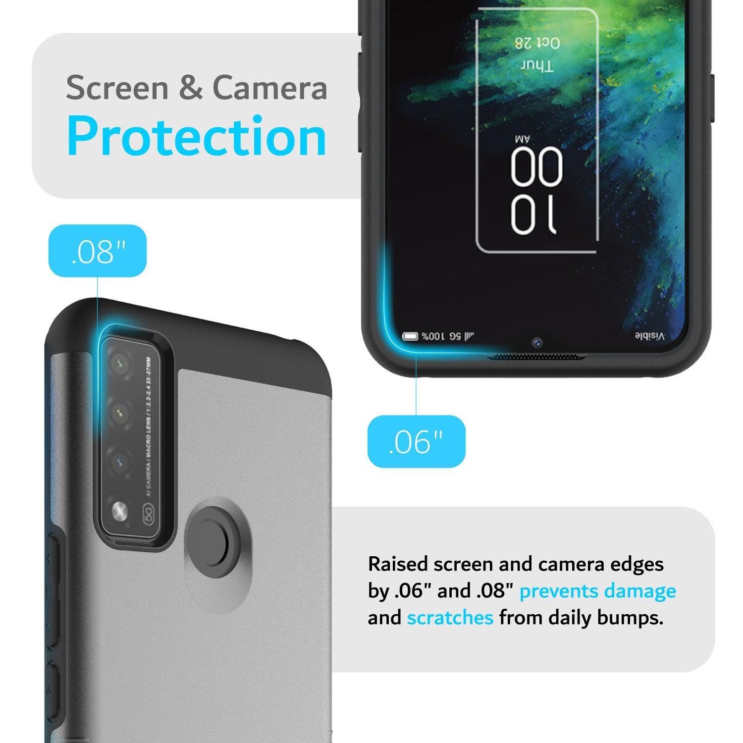 TUDIA MERGE Series Dual Layer Case for TCL 20 A 5G / TCL 4X 5G (T601DL) – Heavy Duty Shockproof Cover with Screen and Camera Protection