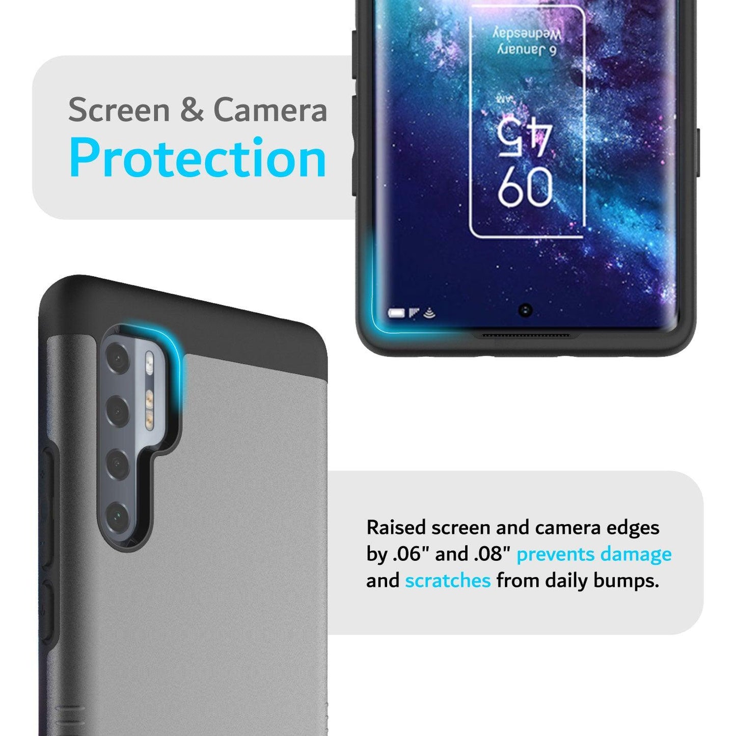 TUDIA TCL 20 Pro 5G Case Black – Heavy Duty Dual Layer Shockproof Phone Cover with Camera and Screen Protection – MERGE Series