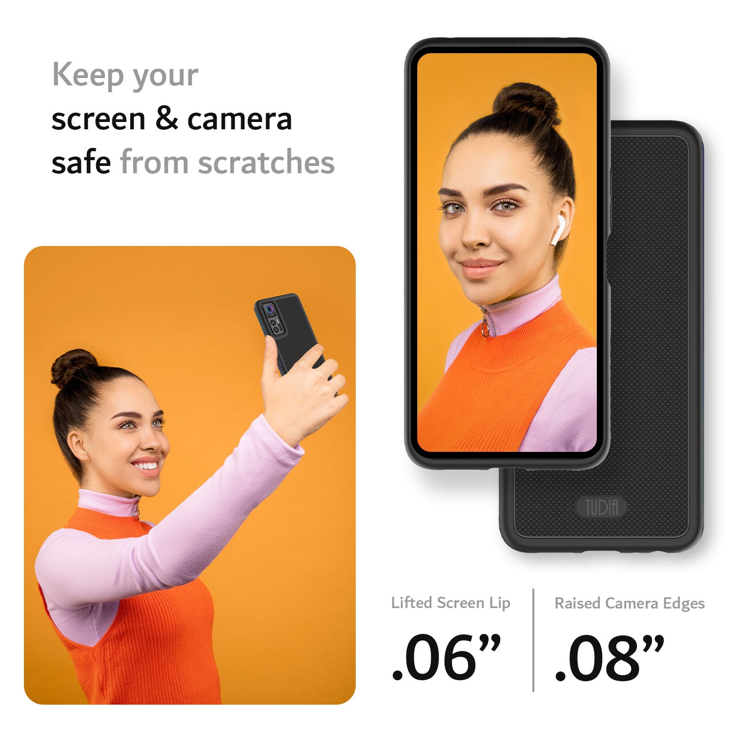 TUDIA DualShield MergeGrip case for TCL 30 5G / TCL 30 / TCL 30 Plus (2022) – rugged phone case with camera and screen protection