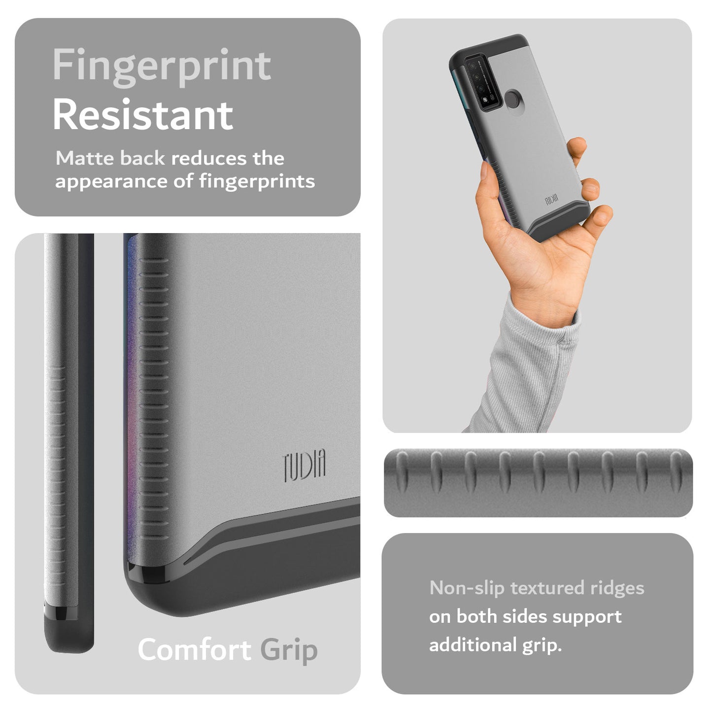 TUDIA Merge Series Case for TCL 30 V 5G – Rugged Dual-Layer Shockproof Fingerprint-Resistant Phone Cover