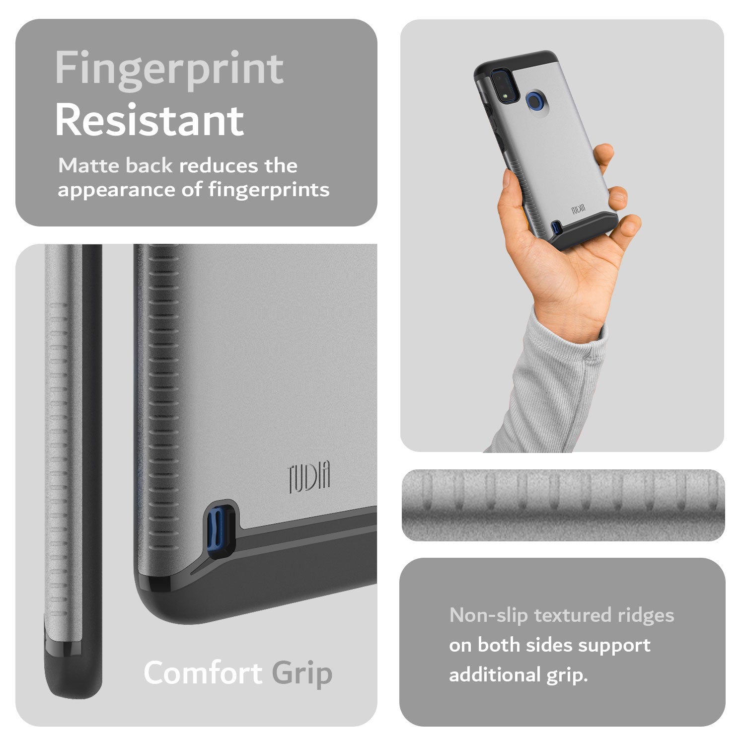 TUDIA MERGE Series Case for ZTE Blade A7P – Rugged Dual-Layer Fingerprint-Resistant Protective Cover