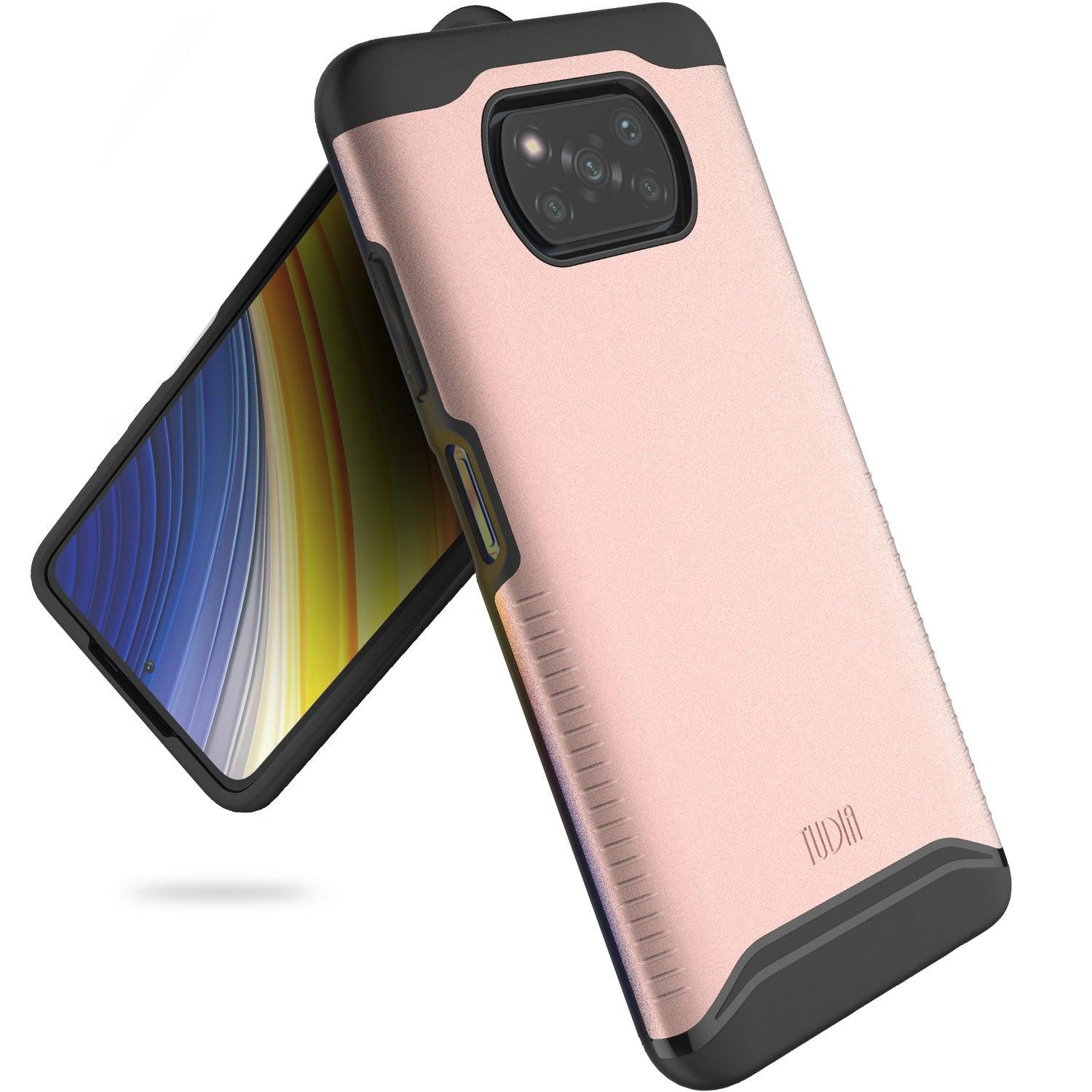 Rose Gold Xiaomi Poco X3 Pro and Poco X3 NFC heavy duty dual layer protective phone case MERGE design