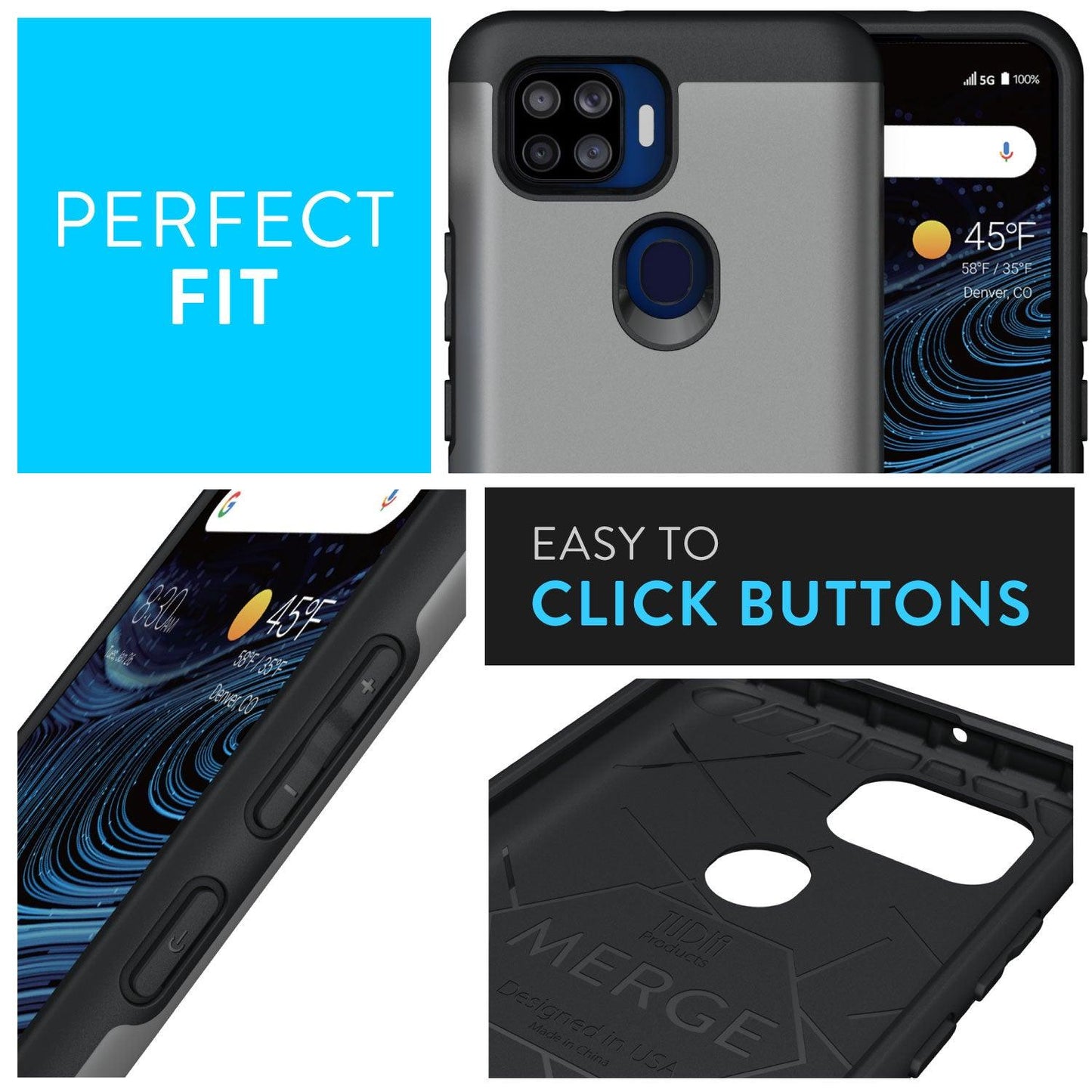 Heavy duty dual layer ZTE Blade X1 5G case MERGE with shockproof protection and easy to click buttons