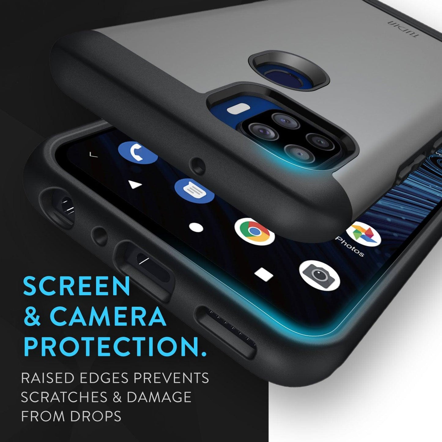 ZTE Blade X1 5G heavy duty dual layer case with reinforced screen and camera protection in black