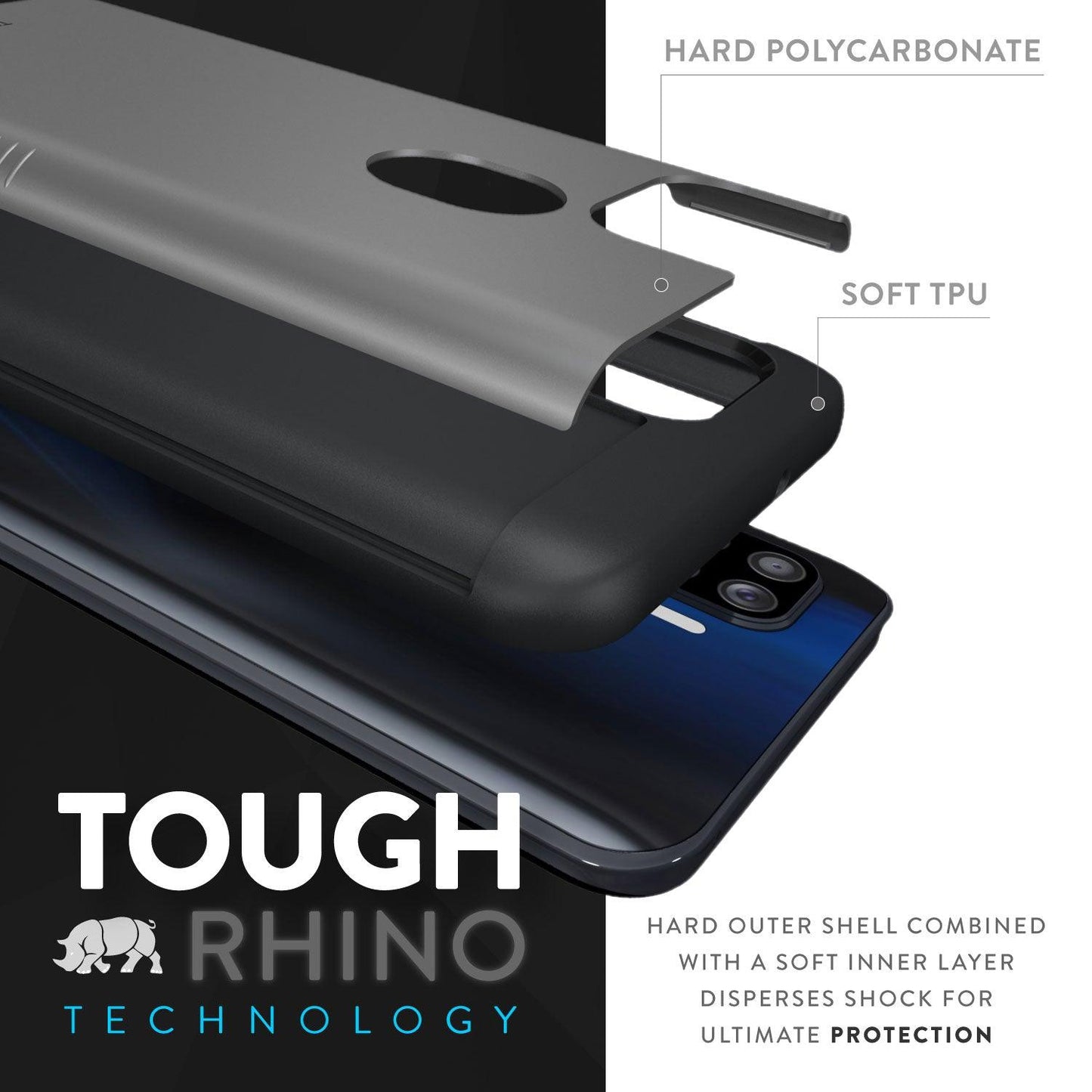 ZTE Blade X1 5G case by TUDIA, dual-layer protective phone cover with hard polycarbonate shell and soft shock-absorbing TPU inner layer – rugged and slim fit