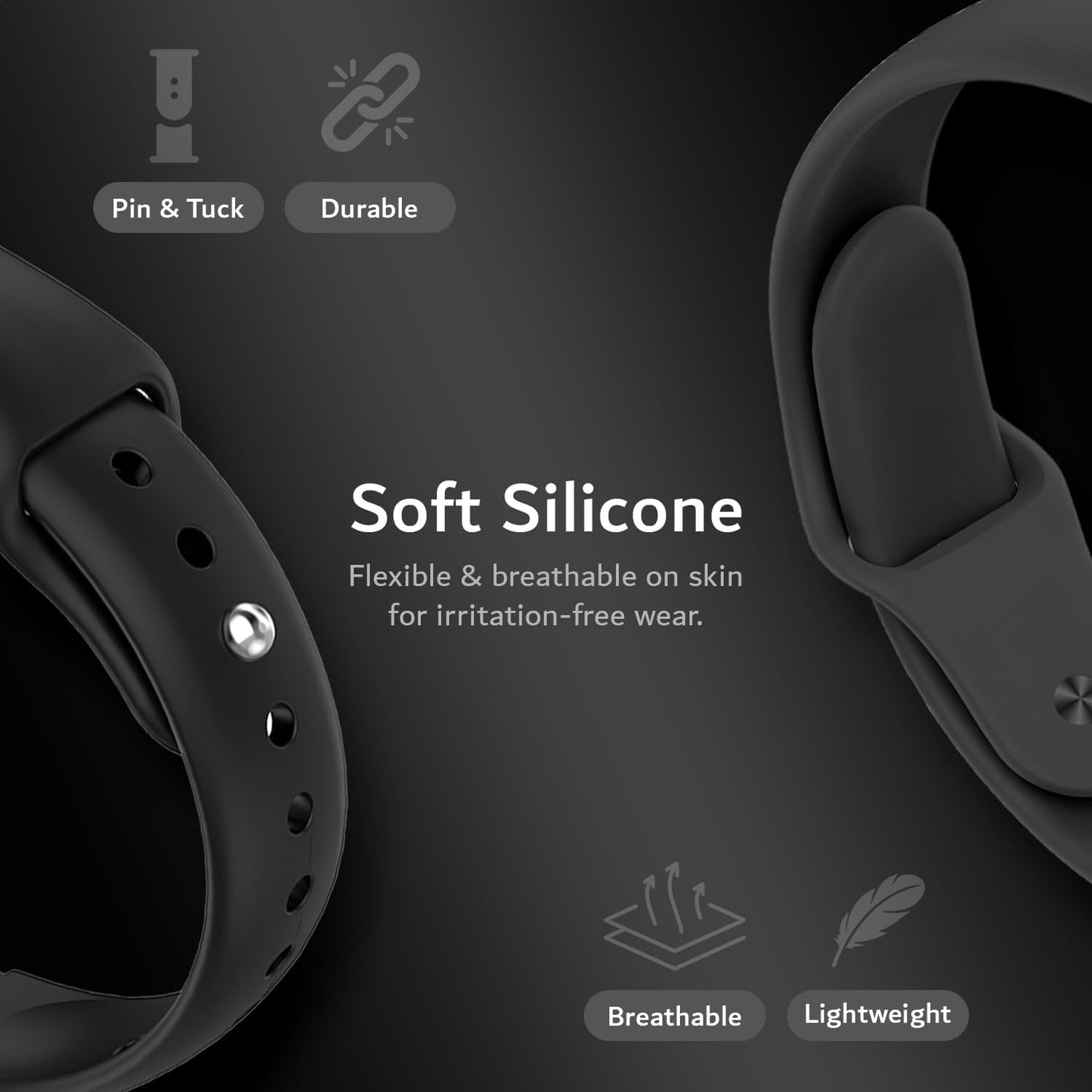Silicone Wristband Compatible with PLAUD NotePin AI Voice Recorder [for 5.6"–8.5" Wrists]