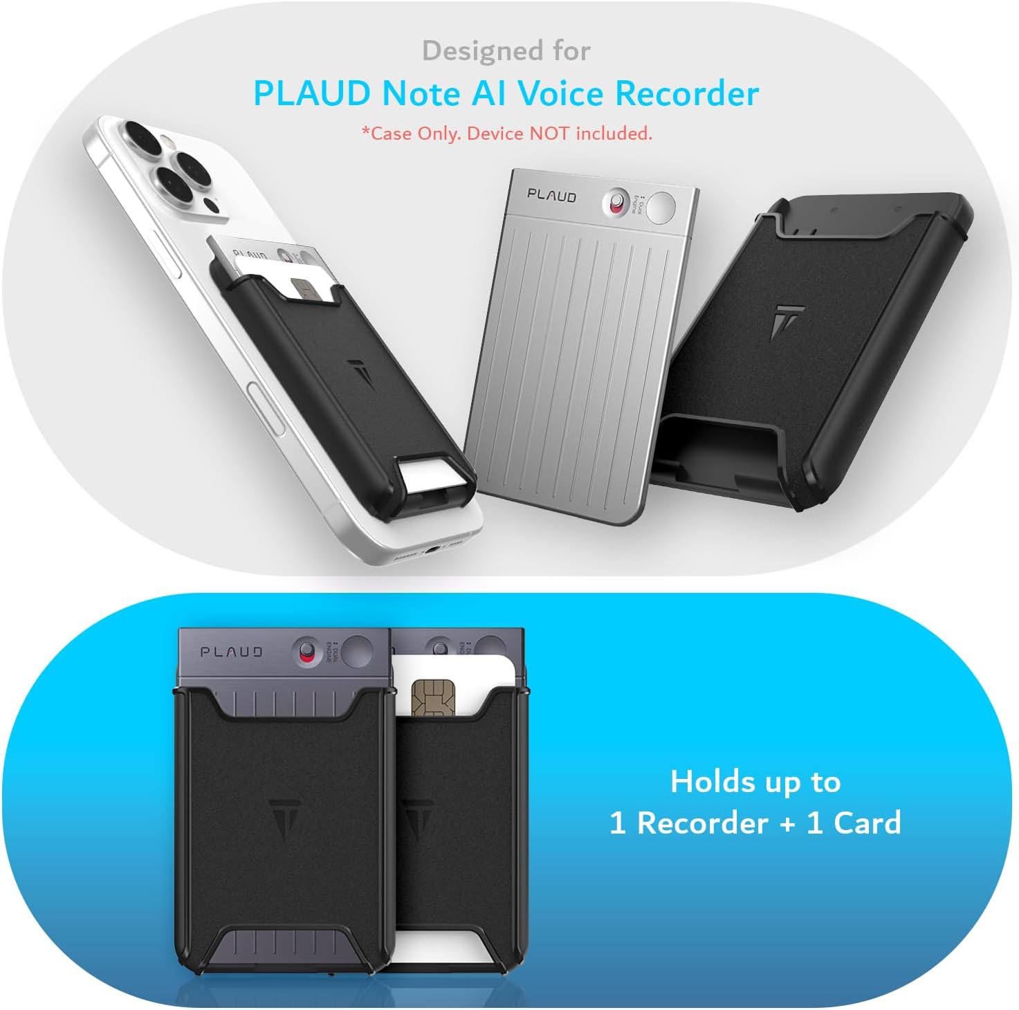 TUDIA Magnetic Holder for PLAUD Note AI Voice Recorder Case Hard PC Slim Carrying Protective Cover with Strong Magnetic Attachment (Black) TUDIA Magnetic Holder for PLAUD Note AI Voice Recorder Case Hard PC Slim Carrying Protective Cover with Strong Magnetic Attachment (Black)