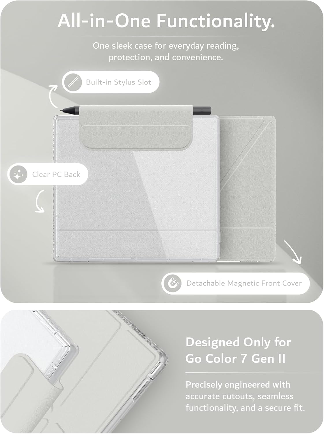 Boox Go 7 Case M-FLIP Detachable Smart Magnetic Cover with/Without Stylus