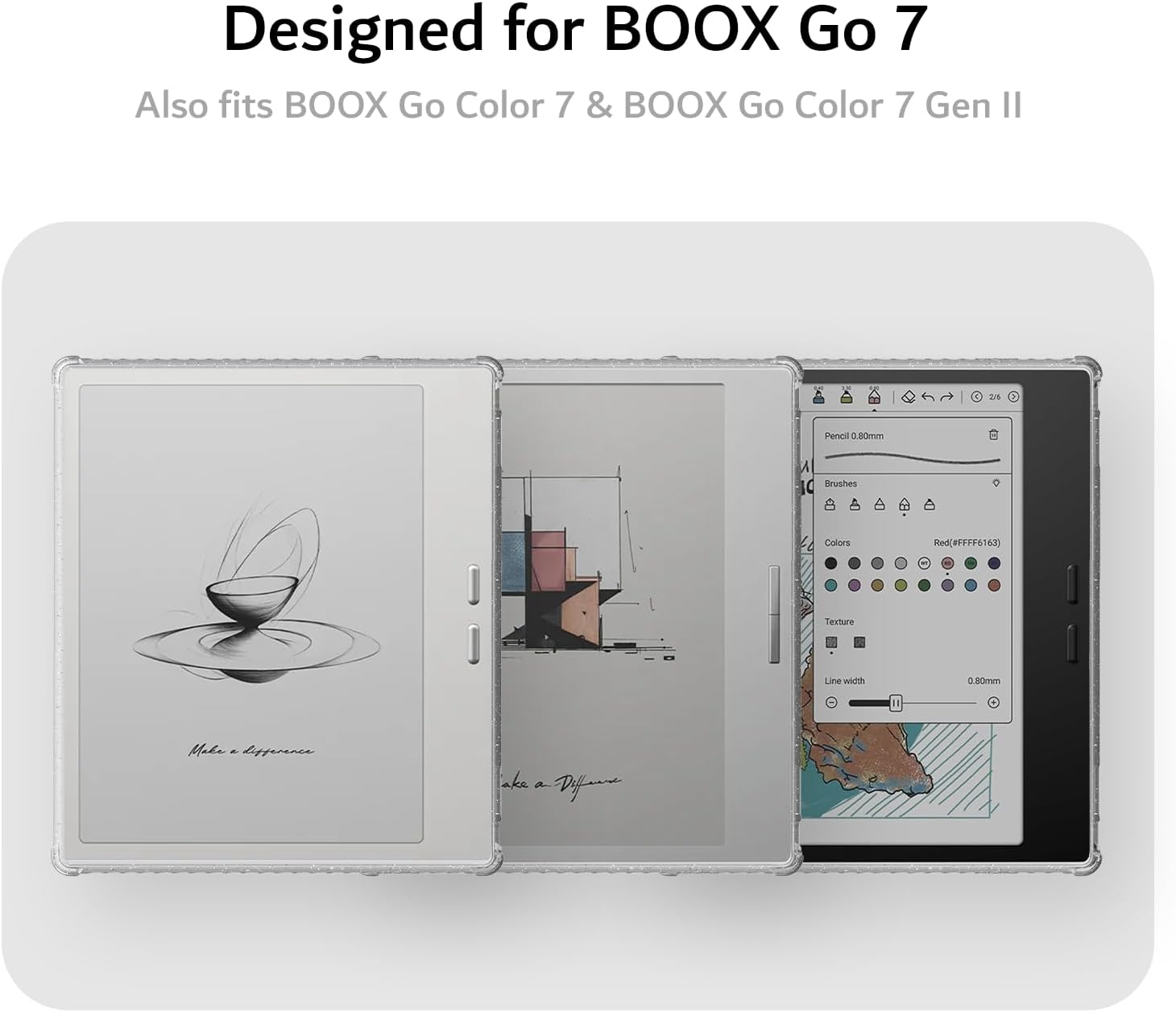 Boox Go 7/ Go Color 7 Case (Gen 1 & 2, 2024/2025) Clear Case Anti
