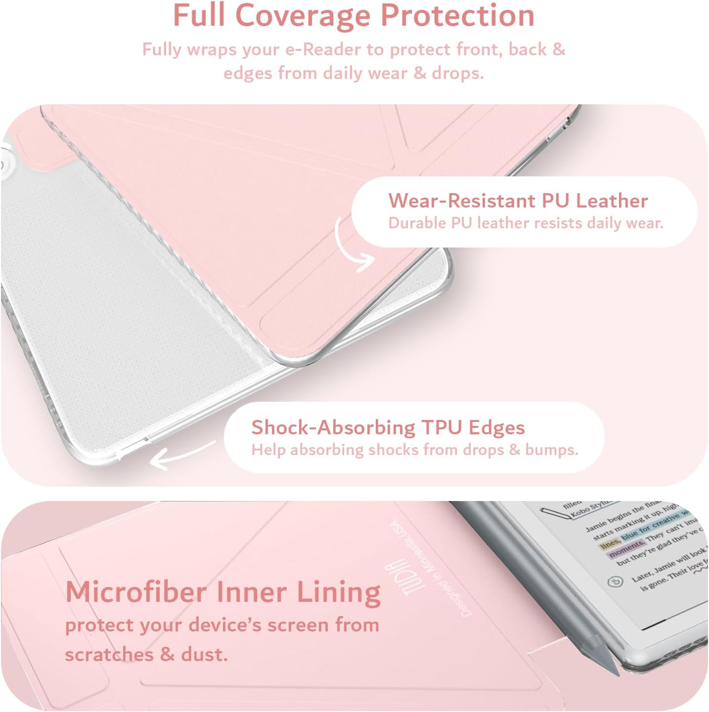Kobo Libra Colour (2024) Case M-FLIP Detachable Clear Magnetic Fold Cover with Stylus Holder