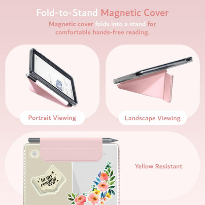 Kobo Libra Colour (2024) Case M-FLIP Detachable Clear Magnetic Fold Cover with Stylus Holder
