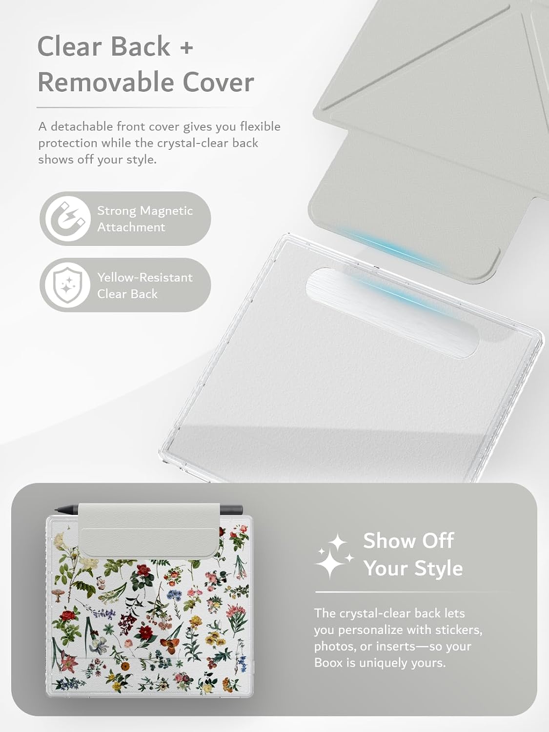 Boox Go 7 Case M-FLIP Detachable Smart Magnetic Cover with/Without Stylus