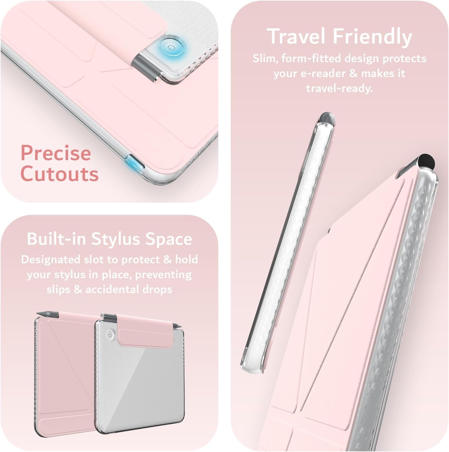 Kobo Libra Colour (2024) Case M-FLIP Detachable Clear Magnetic Fold Cover with Stylus Holder