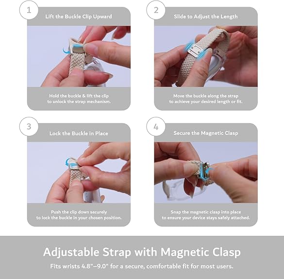 Braided Magnetic Wristband Compatible with PLAUD NotePin AI Voice Recorder [for 4.8"-9.0" Wrists]
