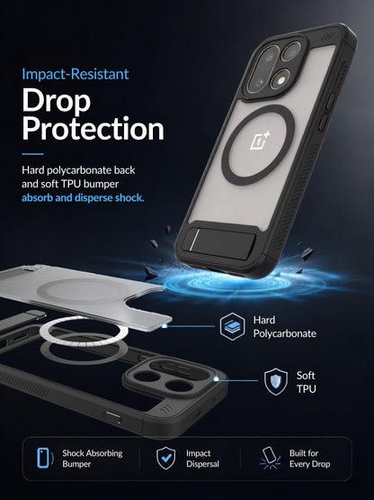 OnePlus 15 5G (2025) MagSafe Kickstad Case Lucion with Built-In Magnet