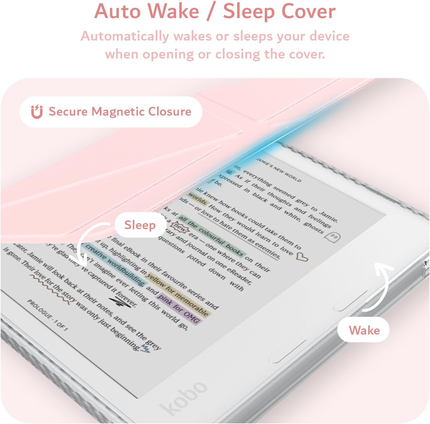 Kobo Libra Colour (2024) Case M-FLIP Detachable Clear Magnetic Fold Cover with Stylus Holder