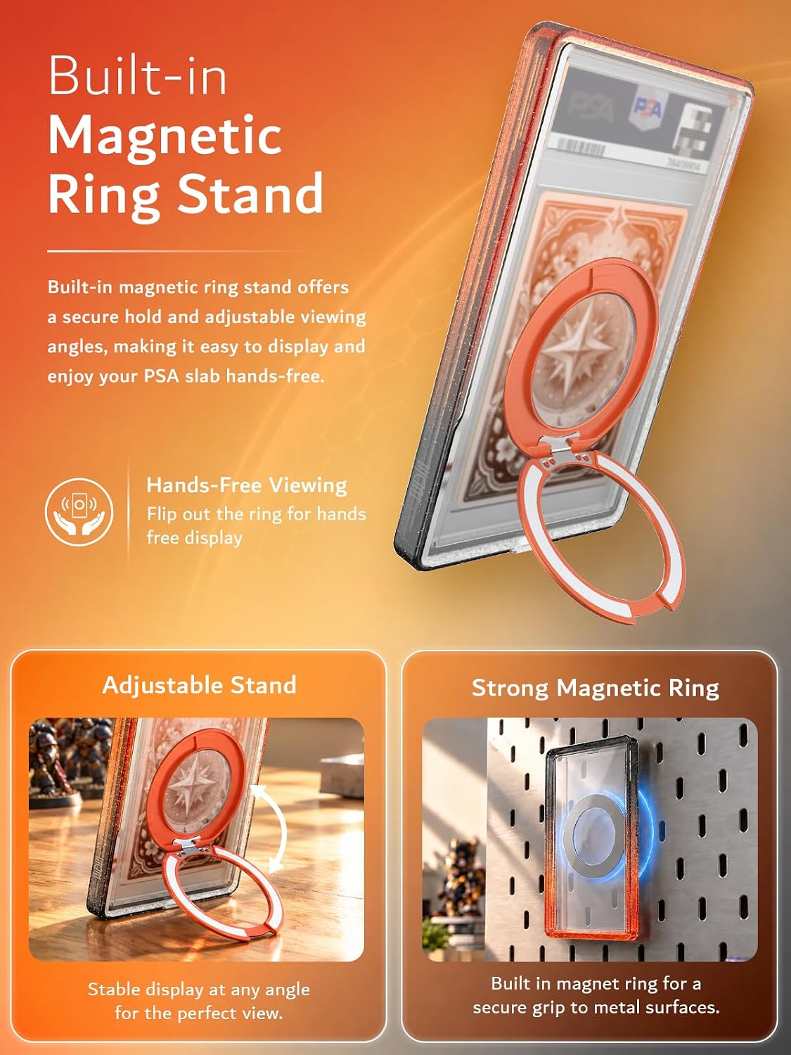 PSA Slab Guard Anti-UV Magnetic Ring Stand Case LUCION Protective Graded Card Display Holder