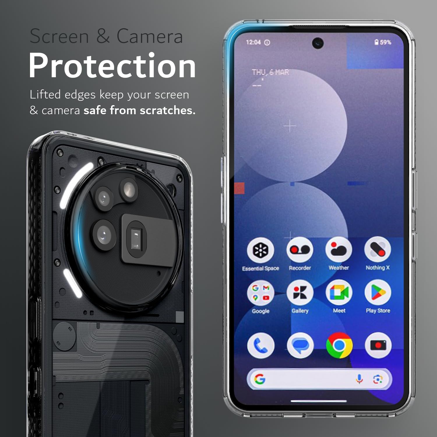 Lucion black non-slip phone case for Nothing Phone 3a Pro 2025 with screen and camera protection, anti-yellowing and drop resistance
