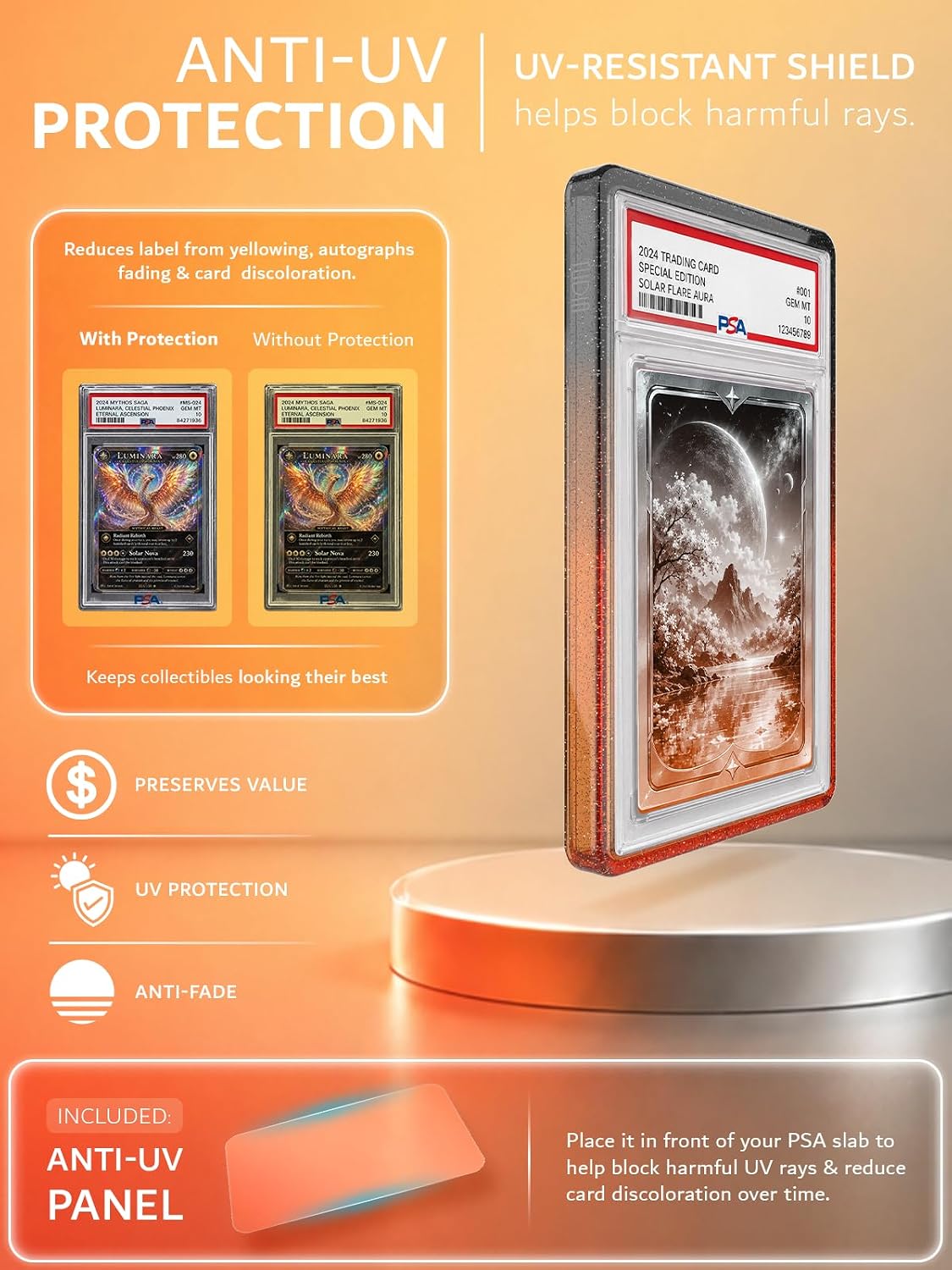 PSA Slab Guard Anti-UV Magnetic Ring Stand Case LUCION Protective Graded Card Display Holder