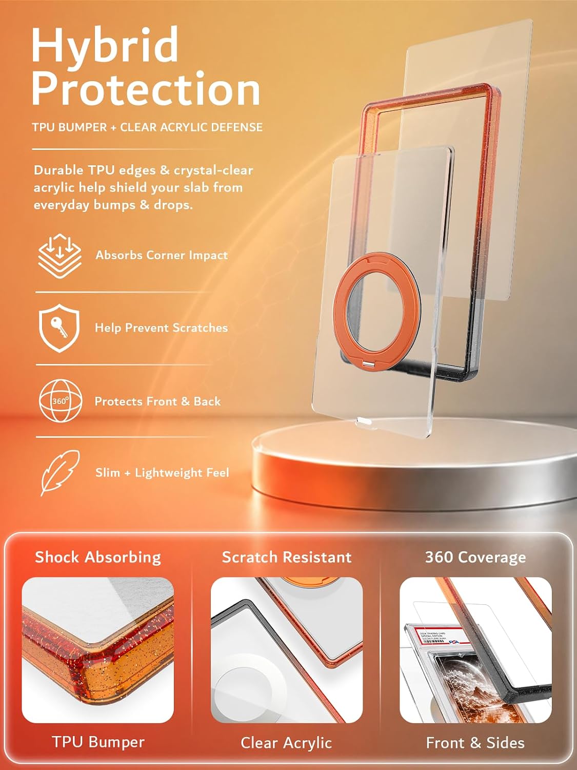PSA Slab Guard Anti-UV Magnetic Ring Stand Case LUCION Protective Graded Card Display Holder