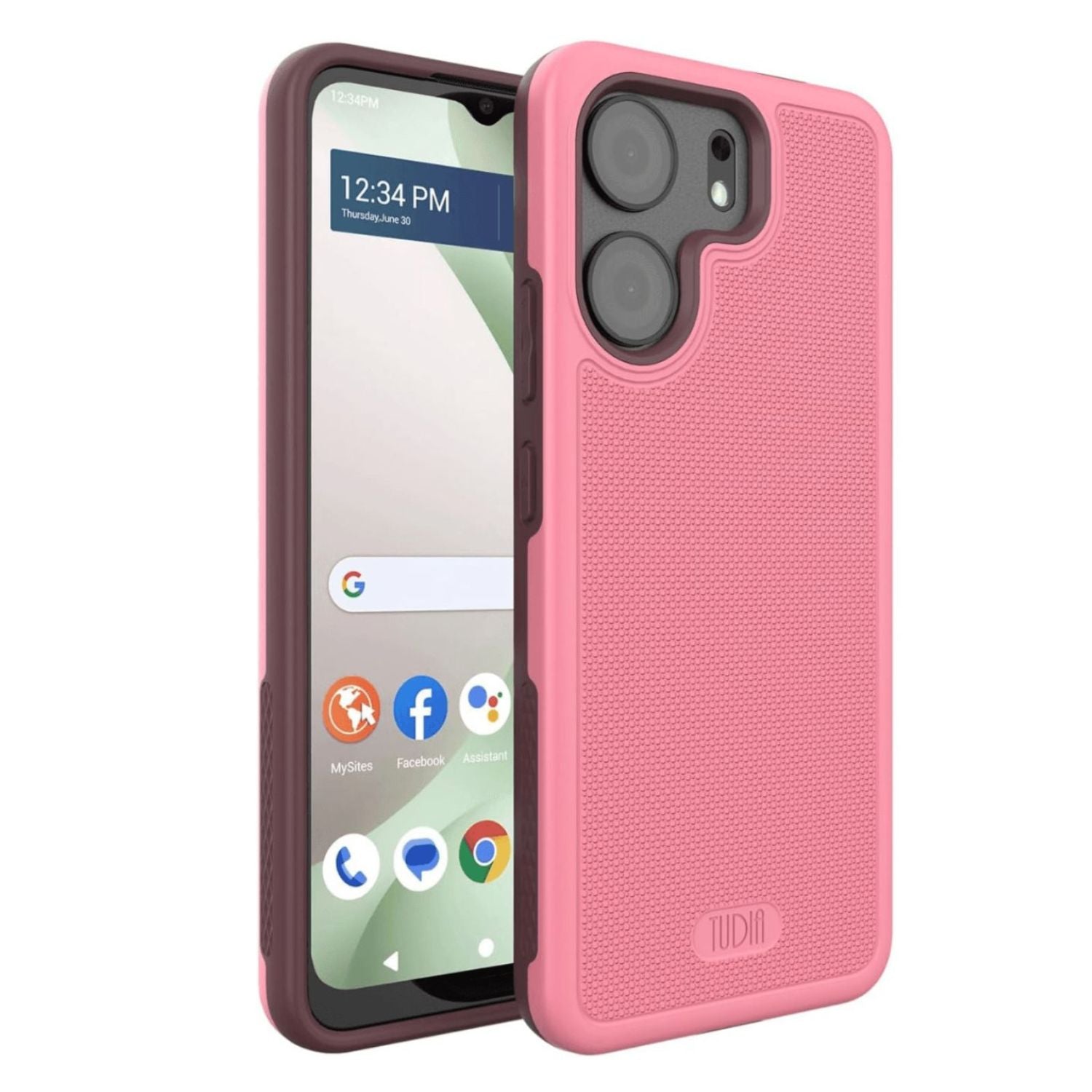BLU View 5 MergeGrip Case in Smokey Pink – Heavy Duty DualShield Shockproof Protective Cover