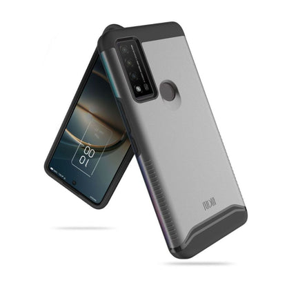 TCL 30 V 5G phone case MERGE heavy duty dual layer in metallic slate color, rugged shockproof protective cover for TCL 30 V 5G smartphone