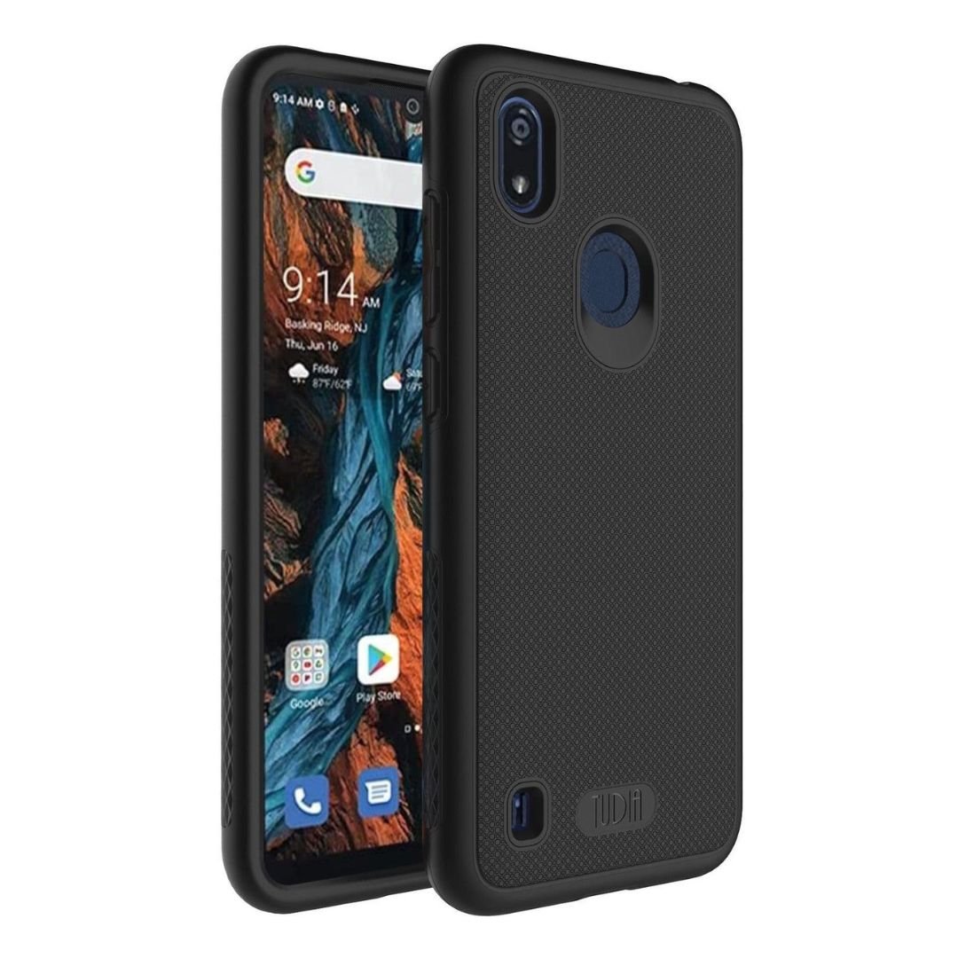 Jet Black MergeGrip DualShield Heavy Duty Case for Consumer Cellular Verve Connect – Rugged Shockproof Protective Cover