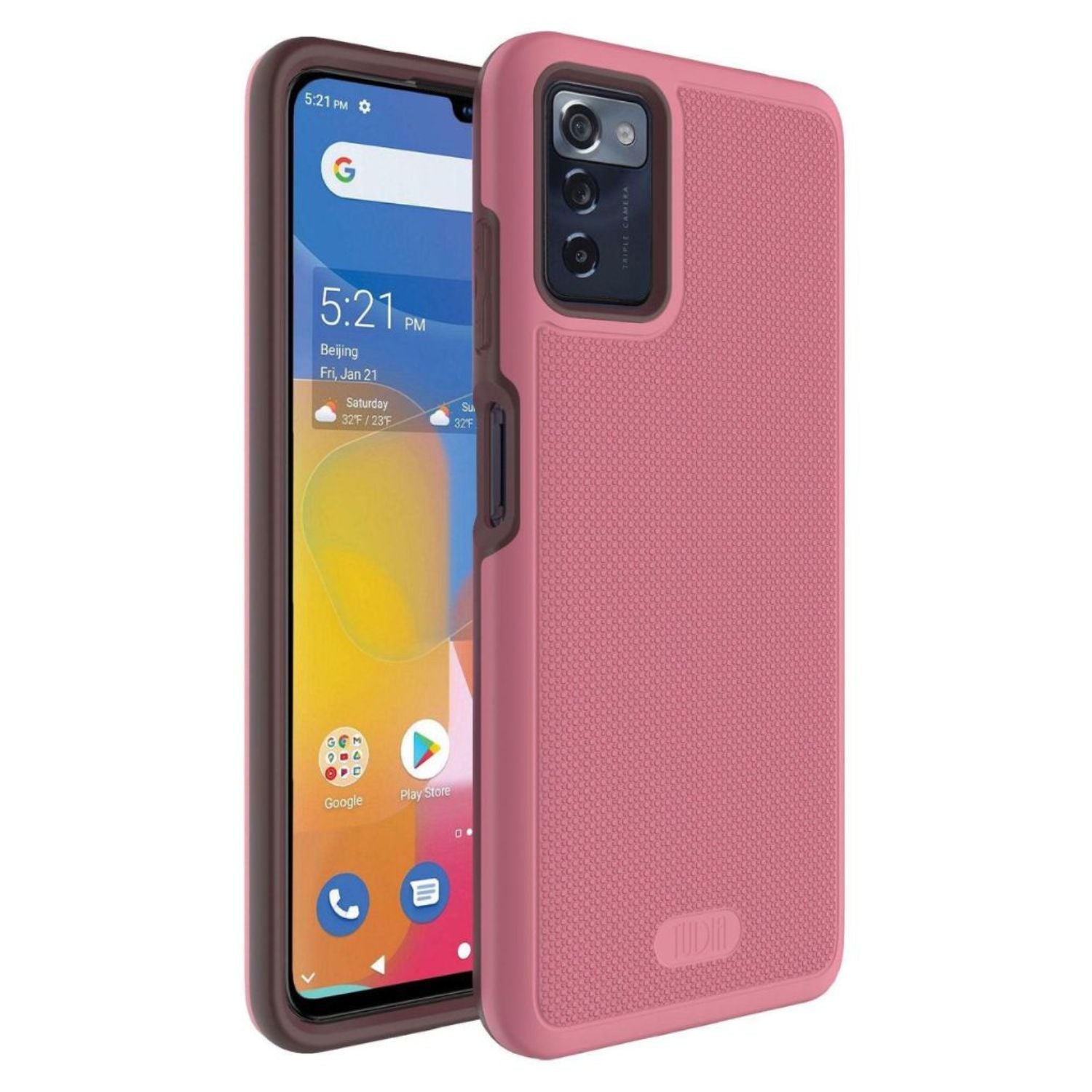 Smokey Pink Consumer Cellular ZMAX 5G MergeGrip Case – Rugged DualShield Heavy Duty Protective Phone Cover with Grip Texture