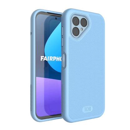 Fairphone 5 MergeGrip heavy duty protective case in bay blue color showing shockproof grip design and durable coverage