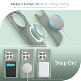 Dual-layered OnePlus 12 Case with MagSafe Compatible Built-In Magnet Ring for seamless integration with MagSafe chargers and accessories. Note: case does not magnetically attach to magnetic accessories that are NOT MagSafe compatibl  TUDIA MergeGrip case for OnePlus 12 showcasing MagSafe compatibility. Snap On! Explore a range of compatible MagSafe accessories, including wallet, charger, and power banks. Please note: Case only for sale; charger and accessories not included.